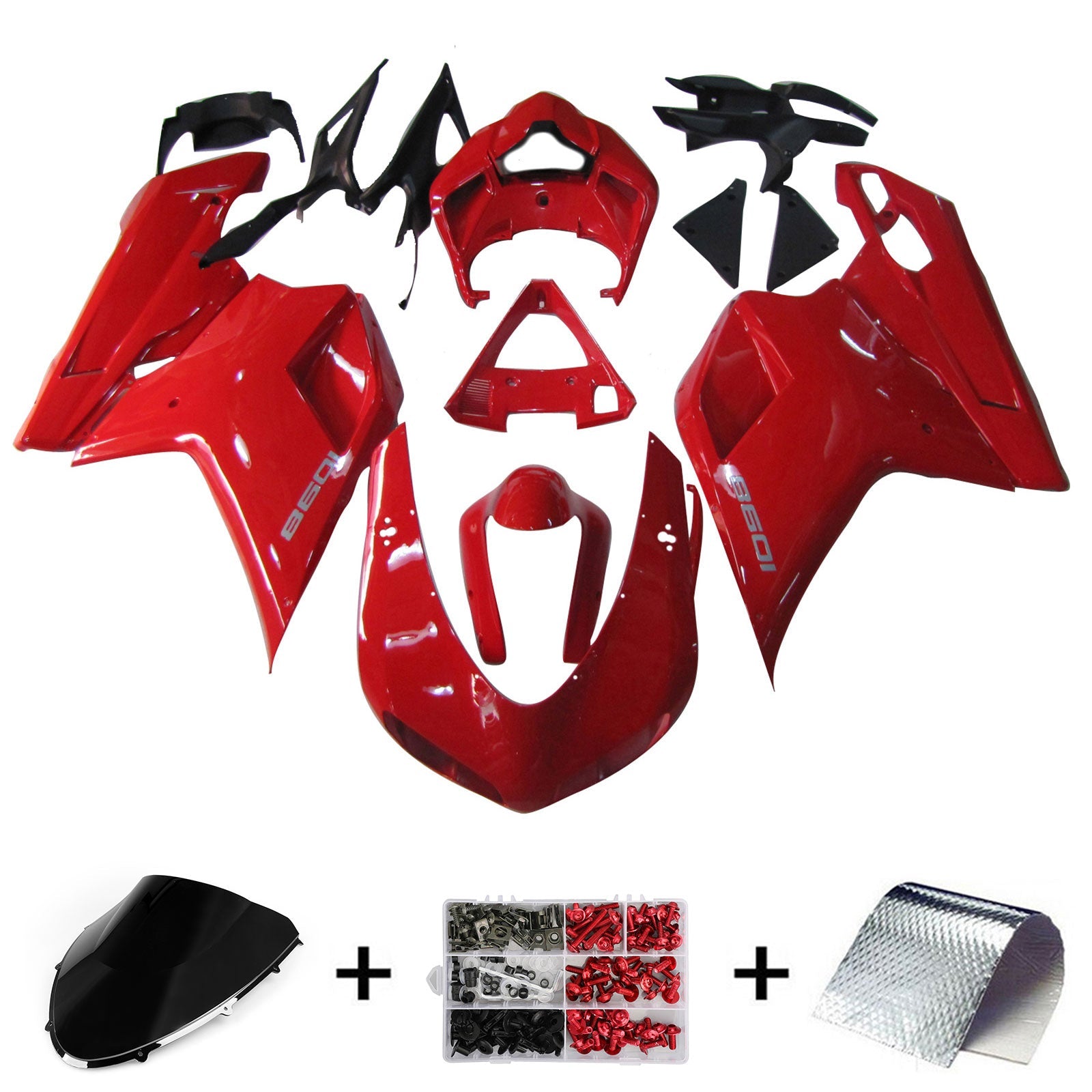 2007-2011 Ducati 1098 Red White Fairing Kit