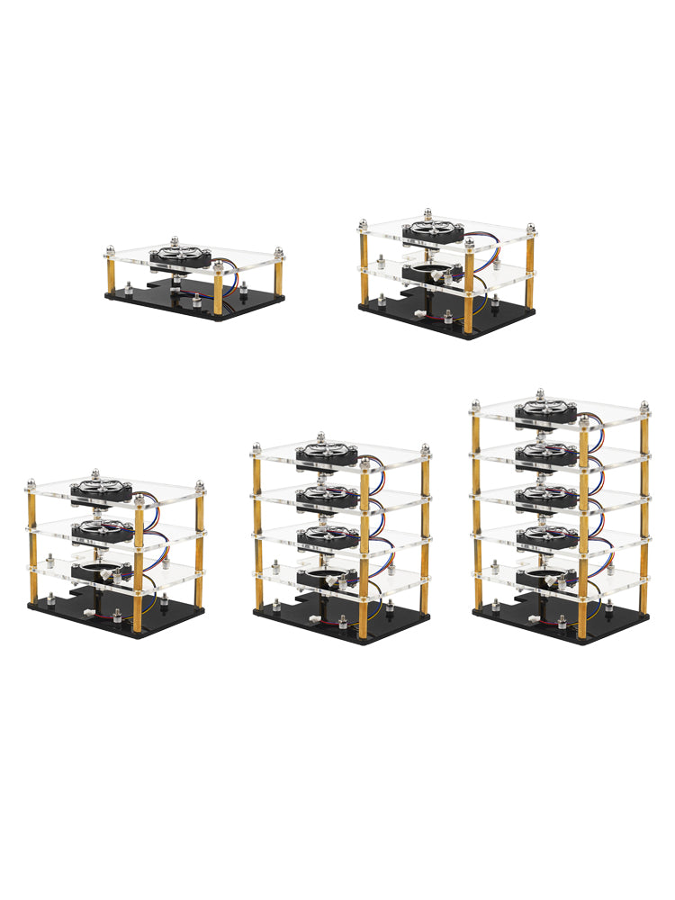 Raspberry Pi 5 Meerlaagse acrylbehuizing Transparante beschermhoes Koelventilator