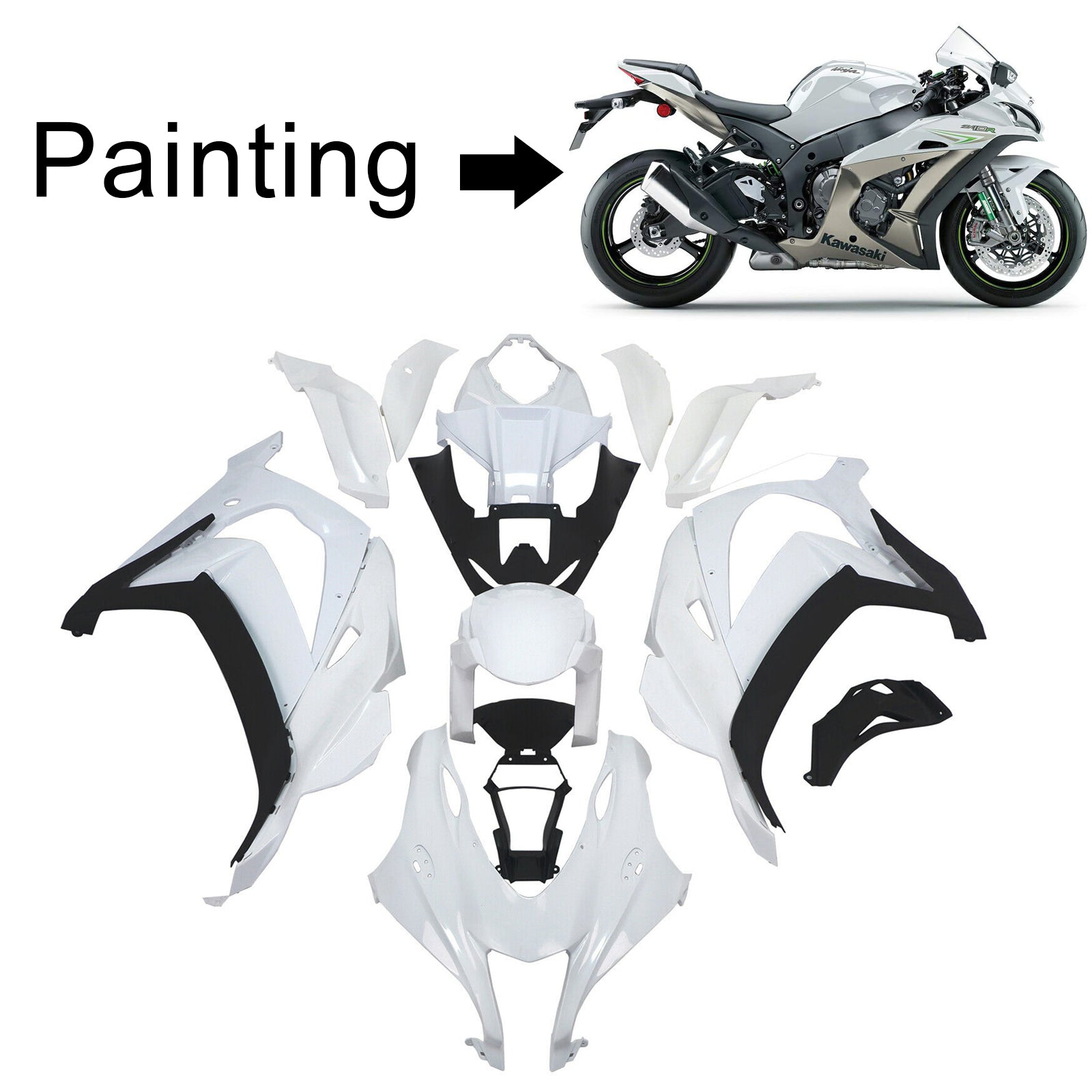 2016-2020 Kawasaki ZX10R Amotopart Injection Fairing Kit Bodywork Plastic ABS #124