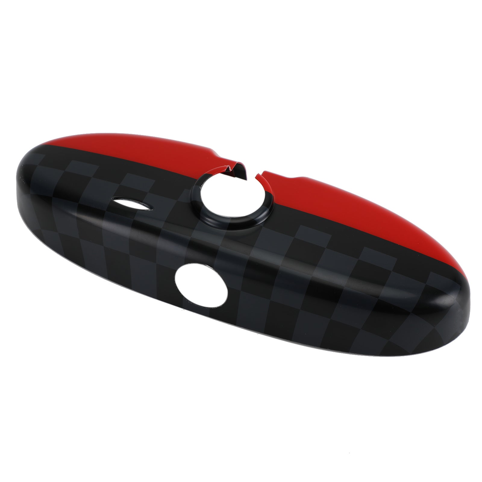 Black/Grey Checkered Red Rear View Mirror Cover For BMW MINI Cooper R55 R56 R57