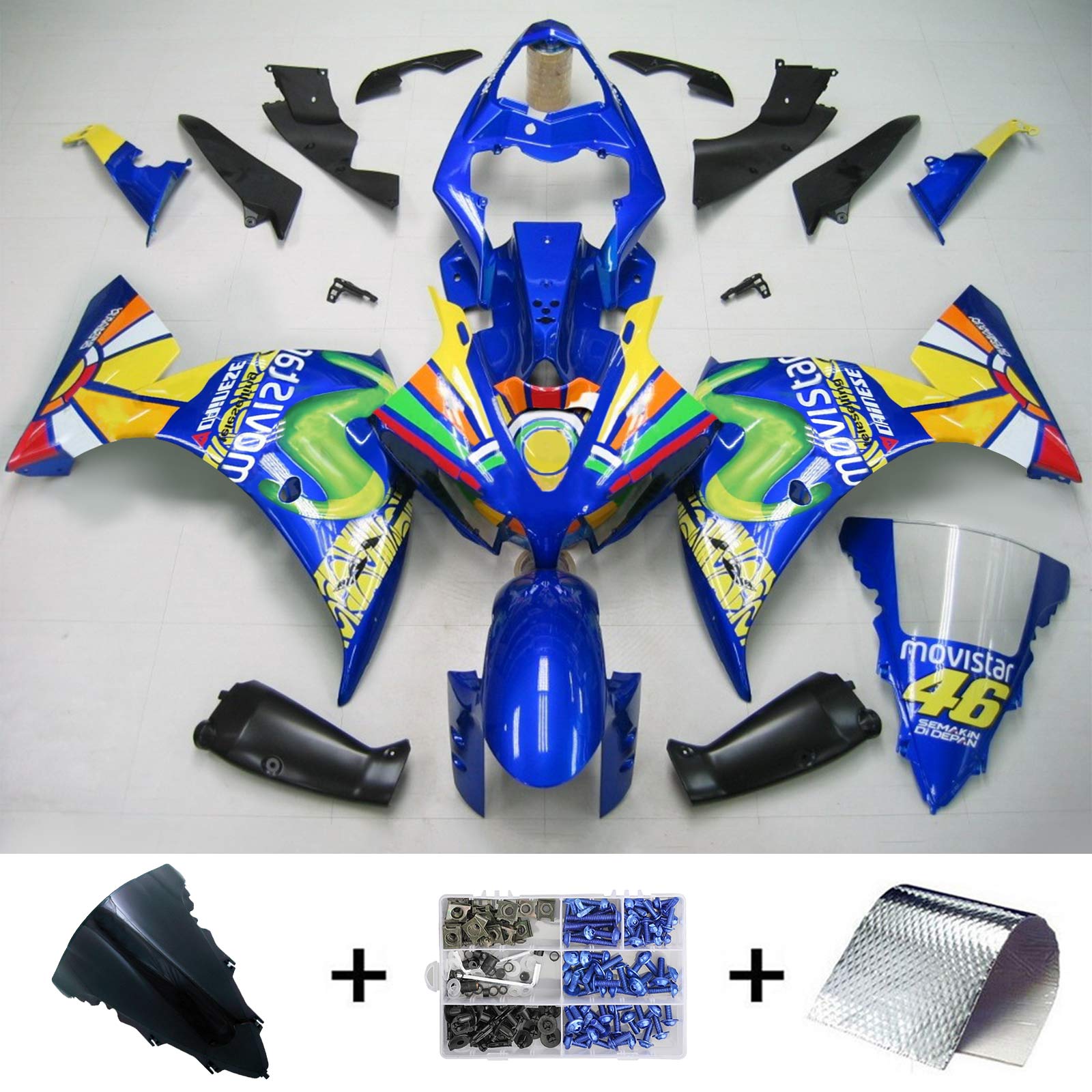 2012-2014 Yamaha YZF 1000 R1 Kit de carénage d'injection carrosserie plastique ABS #121