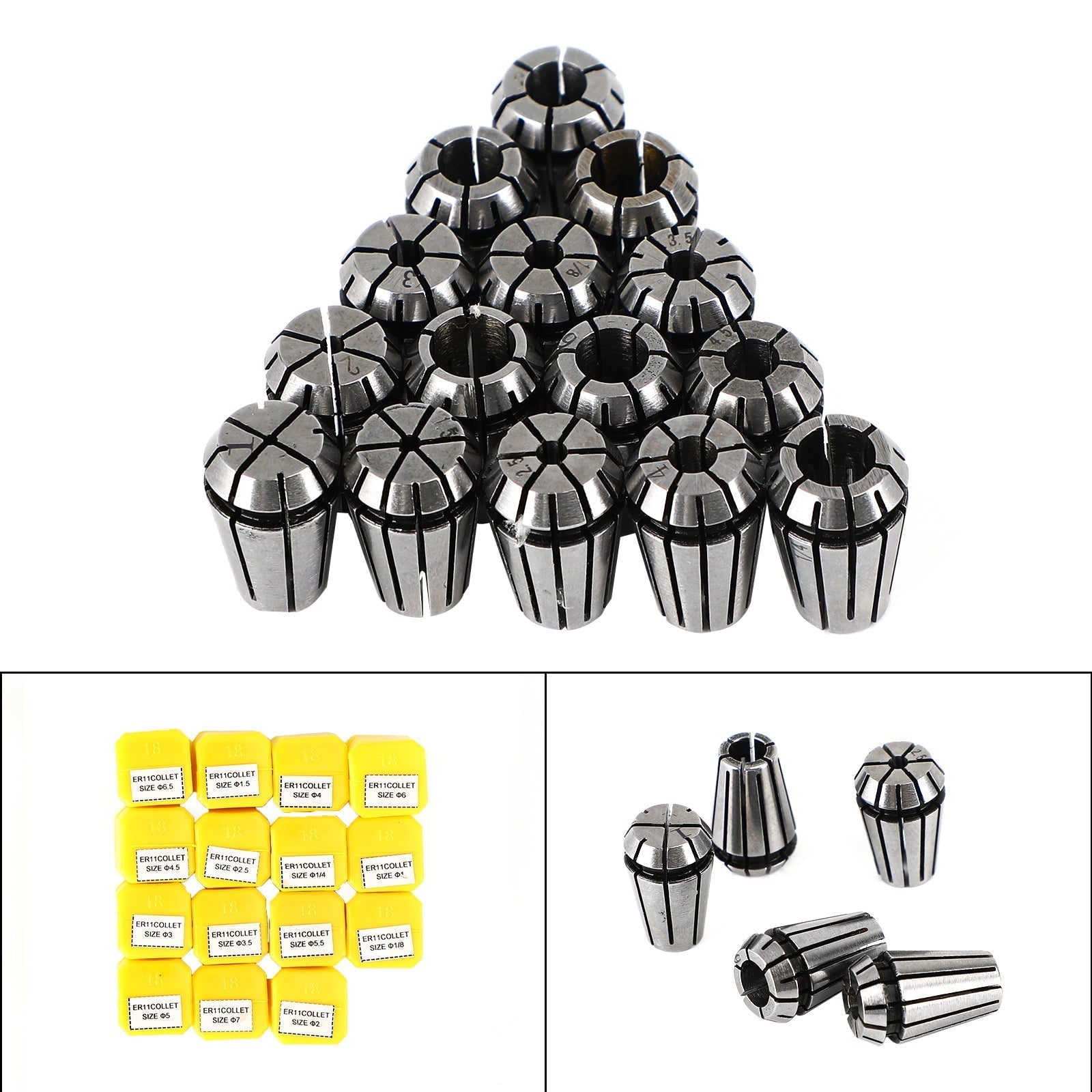 15Pcs ER11 Spring Collet Set For CNC Milling Lathe Tool Engraving Machine Steel