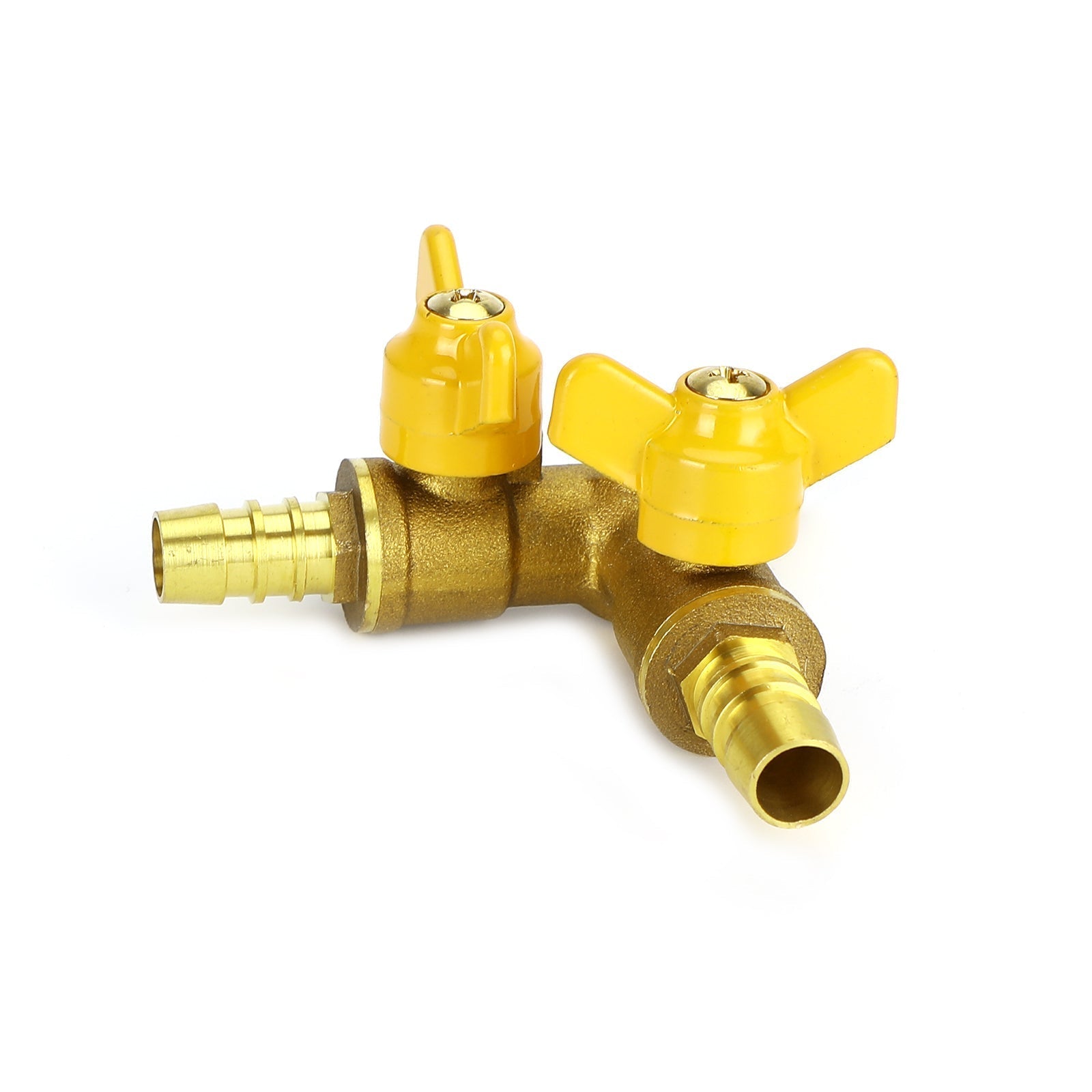 3/8" slangpilaar kogelkraan Y-vormige 3-weg connector weerhaak messing fitting OD 11 mm