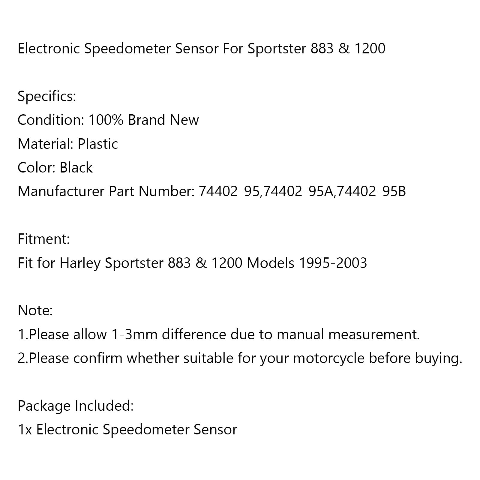 Elektronische snelheidsmetersensor 5/6 versnellingen voor 74402-95 Sportster 883 Generiek