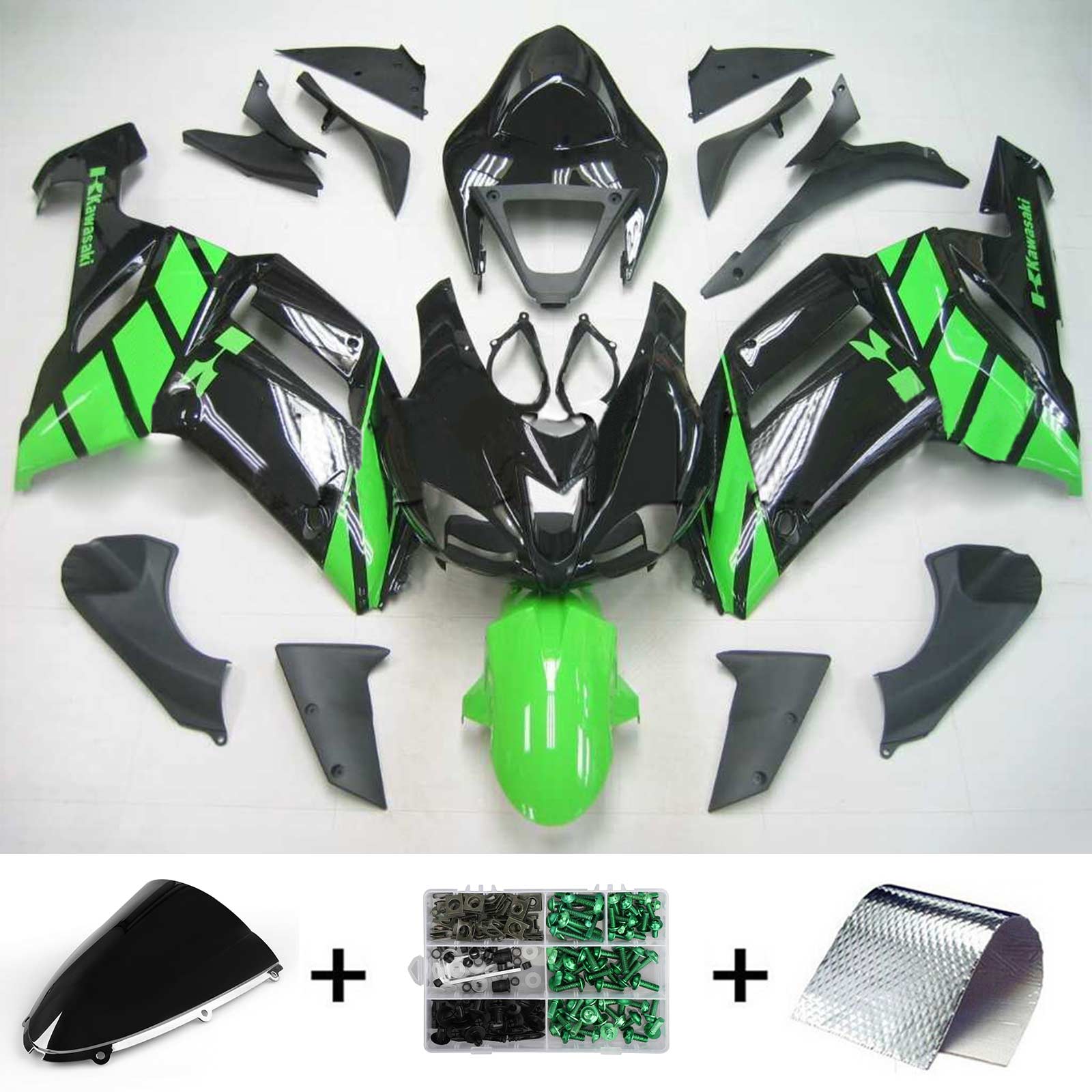 2007-2008 Kawasaki ZX6R 636 Amotopart Kit de carénage d'injection carrosserie plastique ABS #120