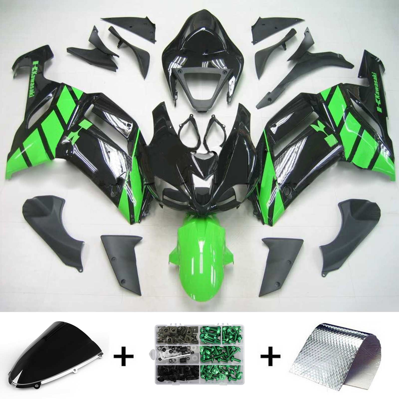 2007-2008 Kawasaki ZX6R 636 Kit de carenagem de injeção de AMOTOPT ABS PLÁSTICO DE PLÁSTICOS #120