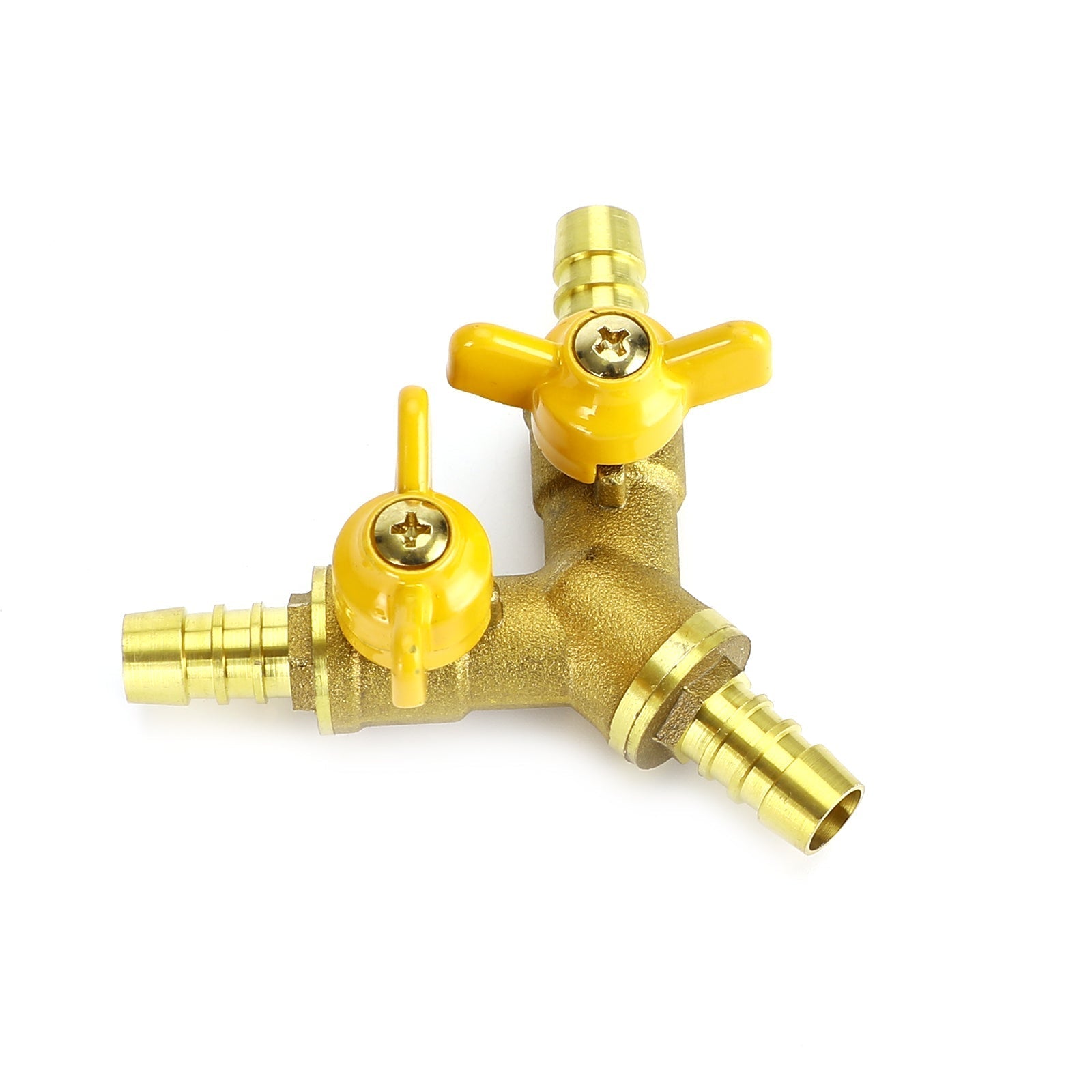 3/8" slangpilaar kogelkraan Y-vormige 3-weg connector weerhaak messing fitting OD 11 mm