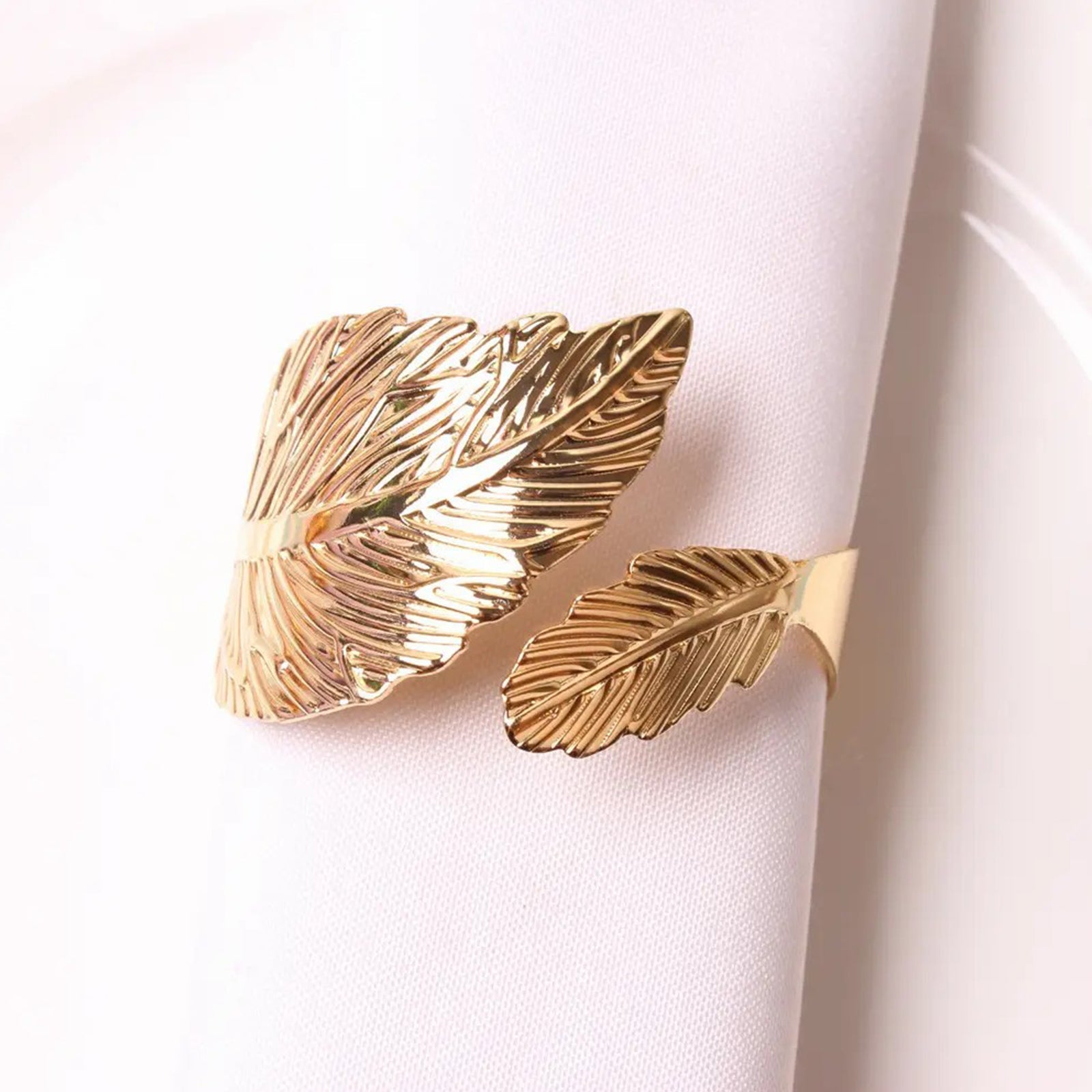 12PCS Napkin Rings Leaf Napkin Holder Adornmen Alloy Golden