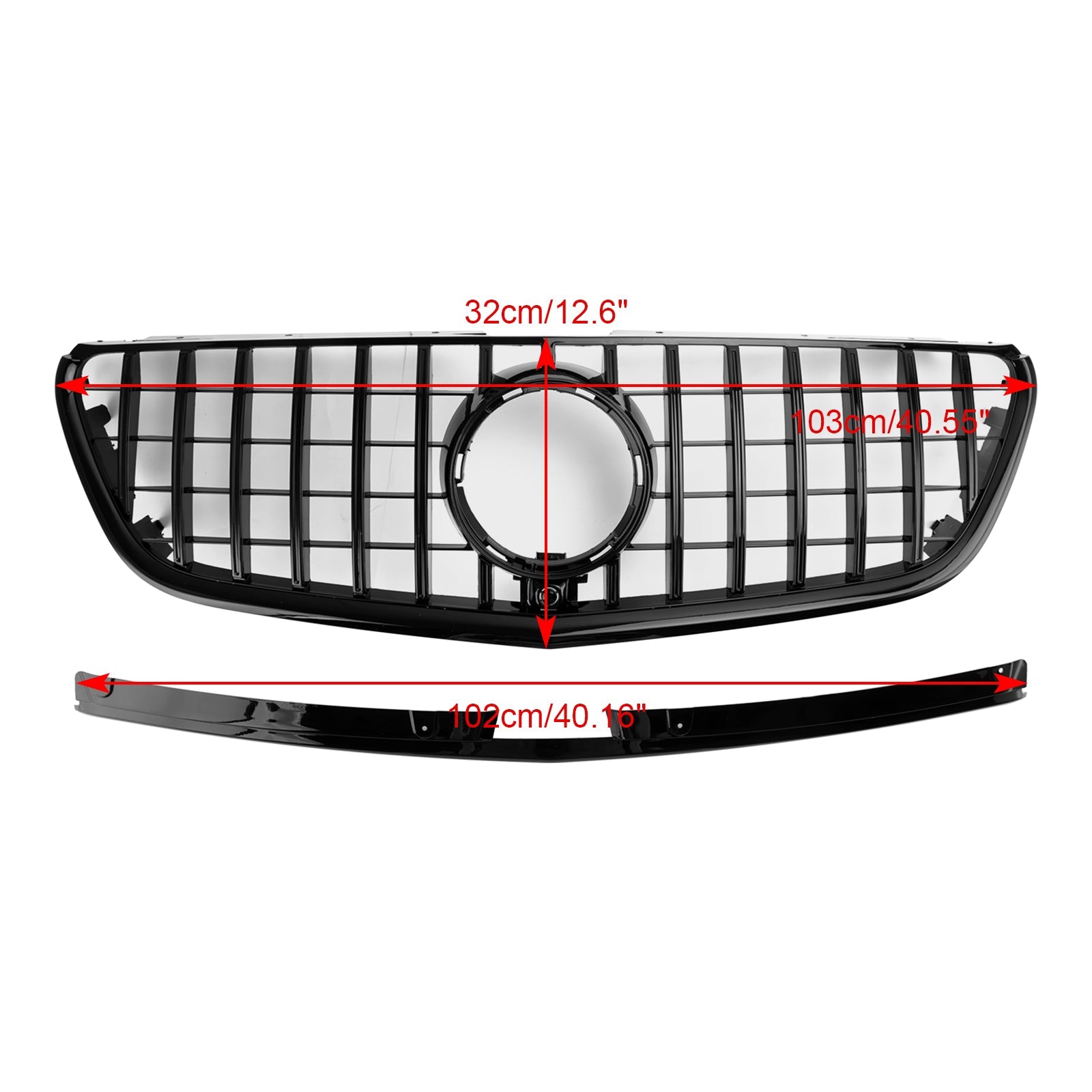 Vito 2015-2019W447 Grille de pare-chocs avant noire brillante de style Mercedes GT