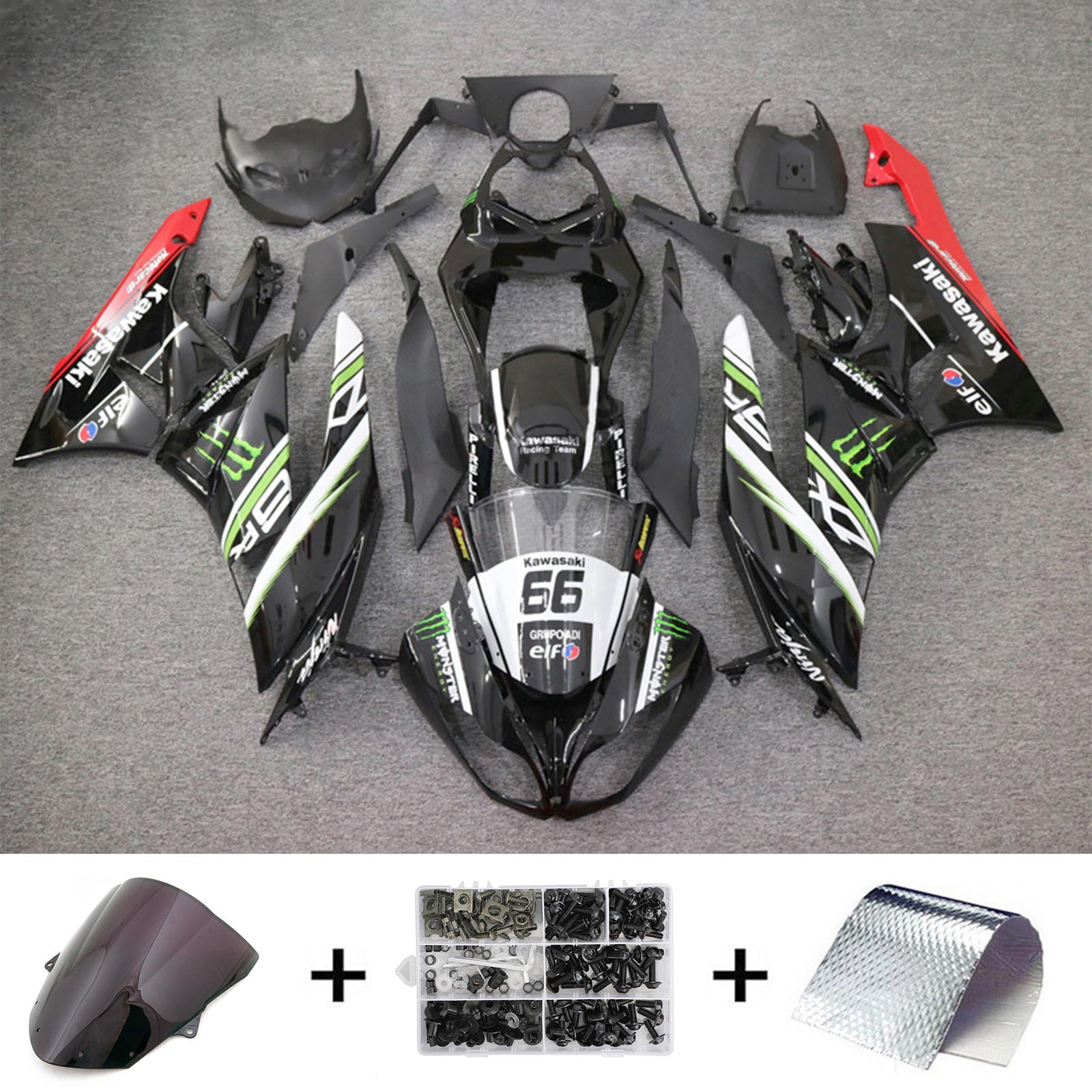 2009-2012 Kawasaki ZX6R 636 Fairing Kit Bodywork Plastic ABS