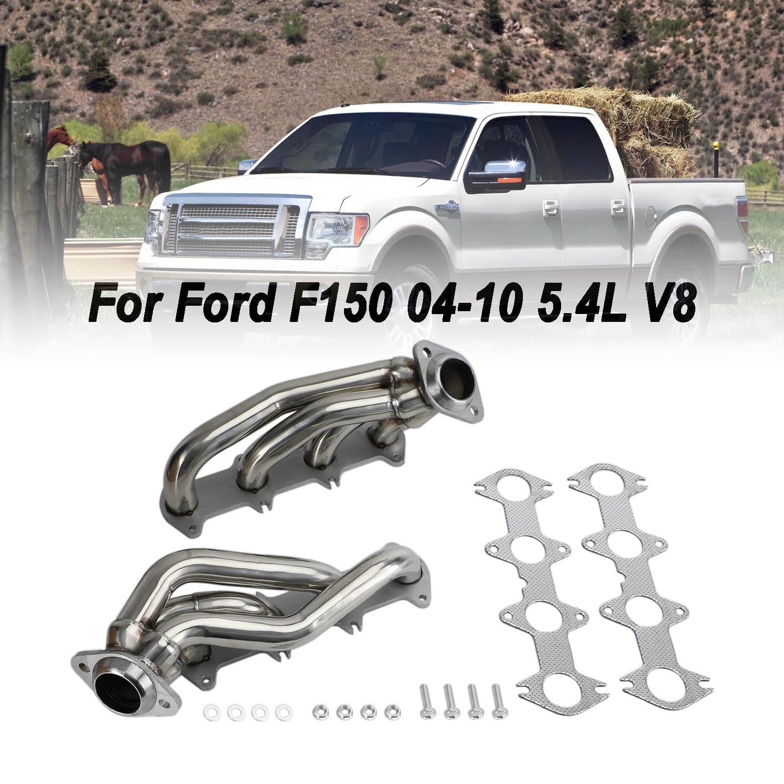 Ford F150 04-10 5.4 V8 Collecteur d'échappement en acier inoxydable Shorty Headers Performance