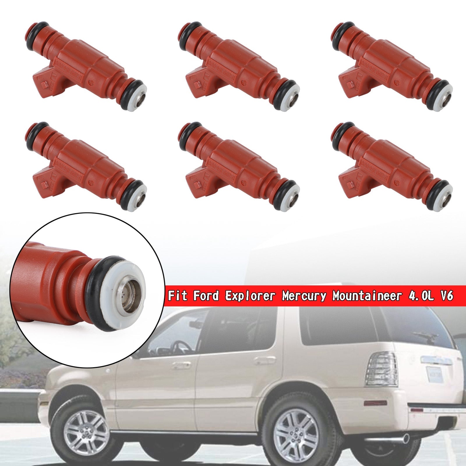 6PCS Fuel injectors 0280156028 Fit Ford Explorer Mercury Mountaineer 4.0L V6 Generic