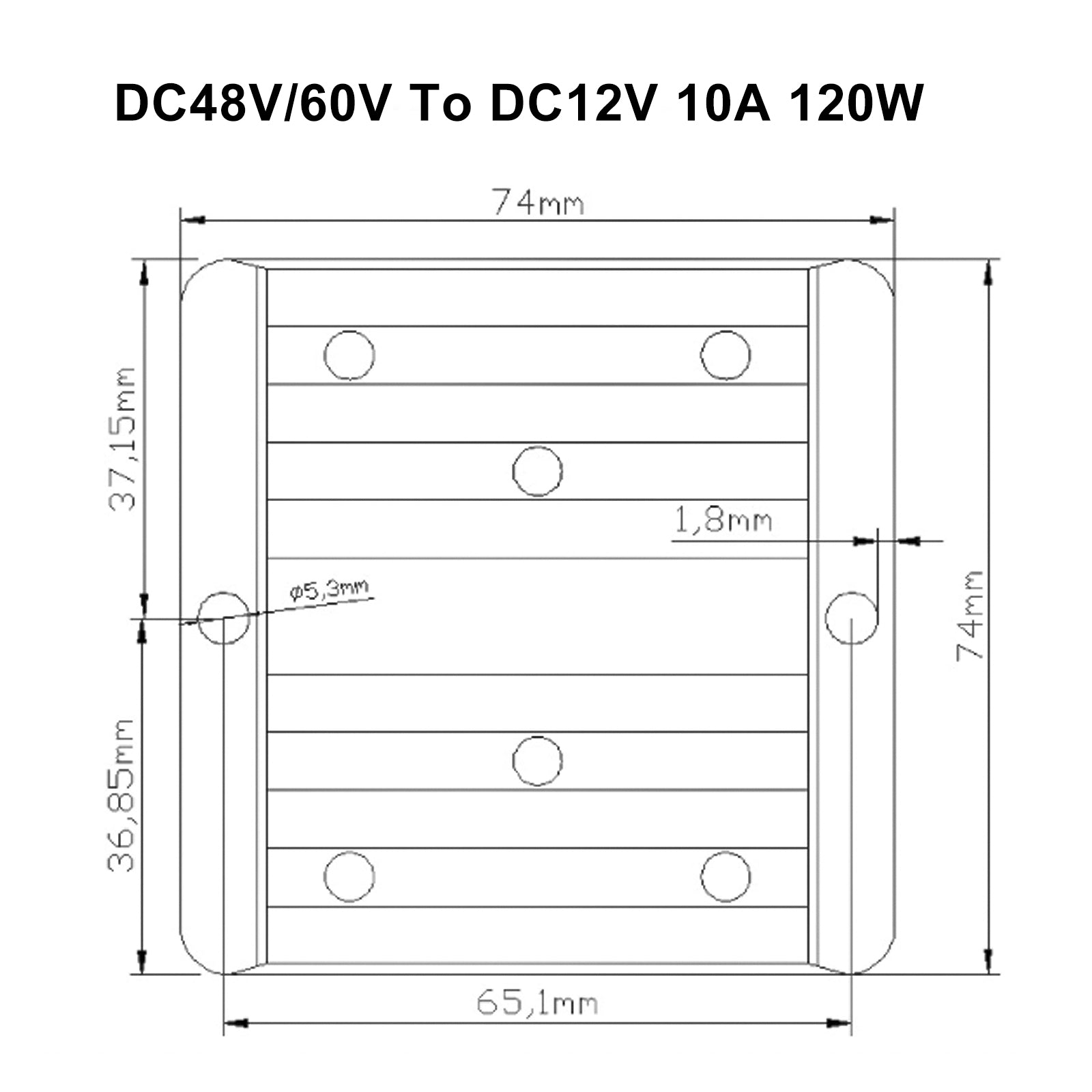 Waterproof DC 48V/60V to 12V 120W 10A Step-Down Power Supply Converter Regulator