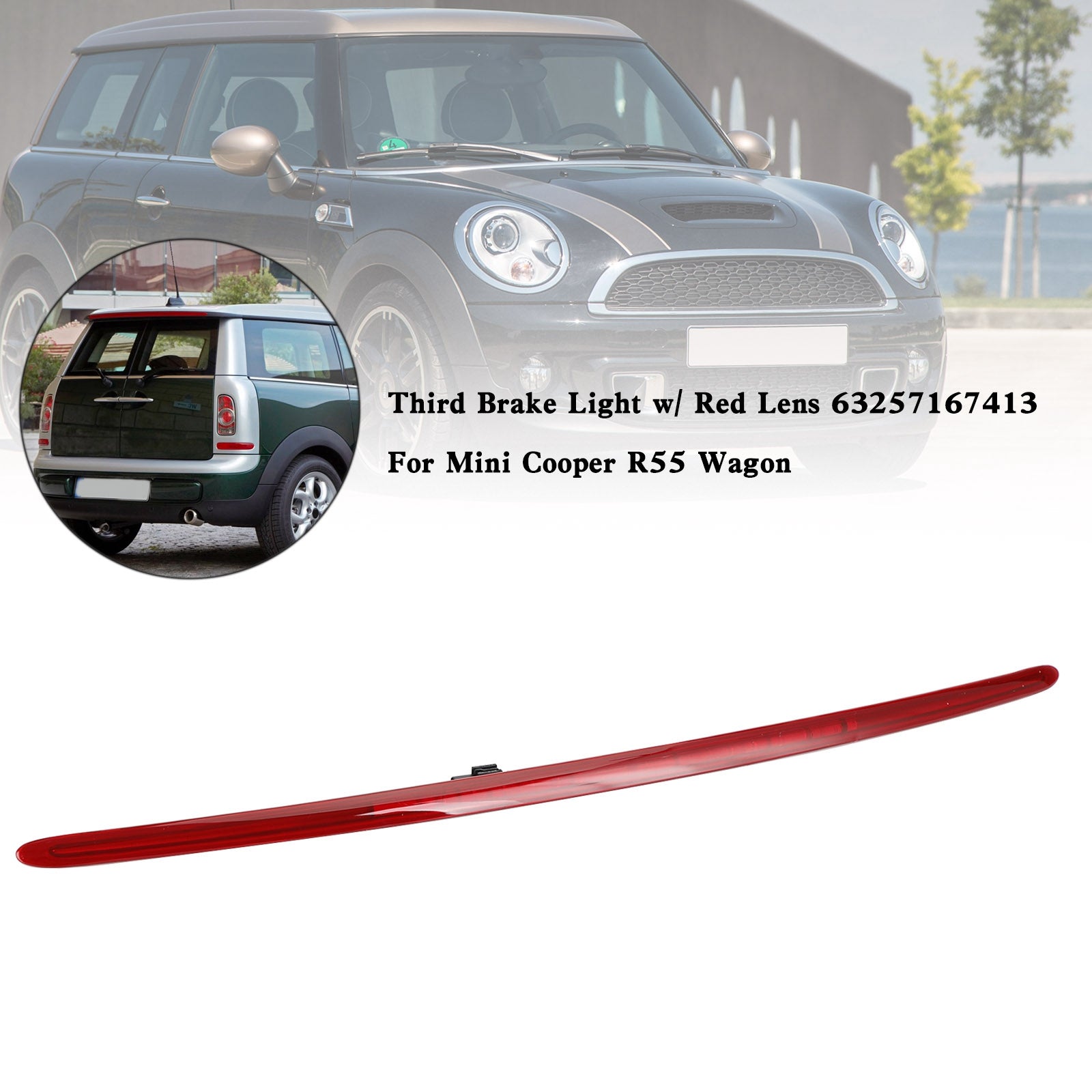 2007-2014 Mini Cooper R55 Wagon derde remlicht met rode lens 63257167413