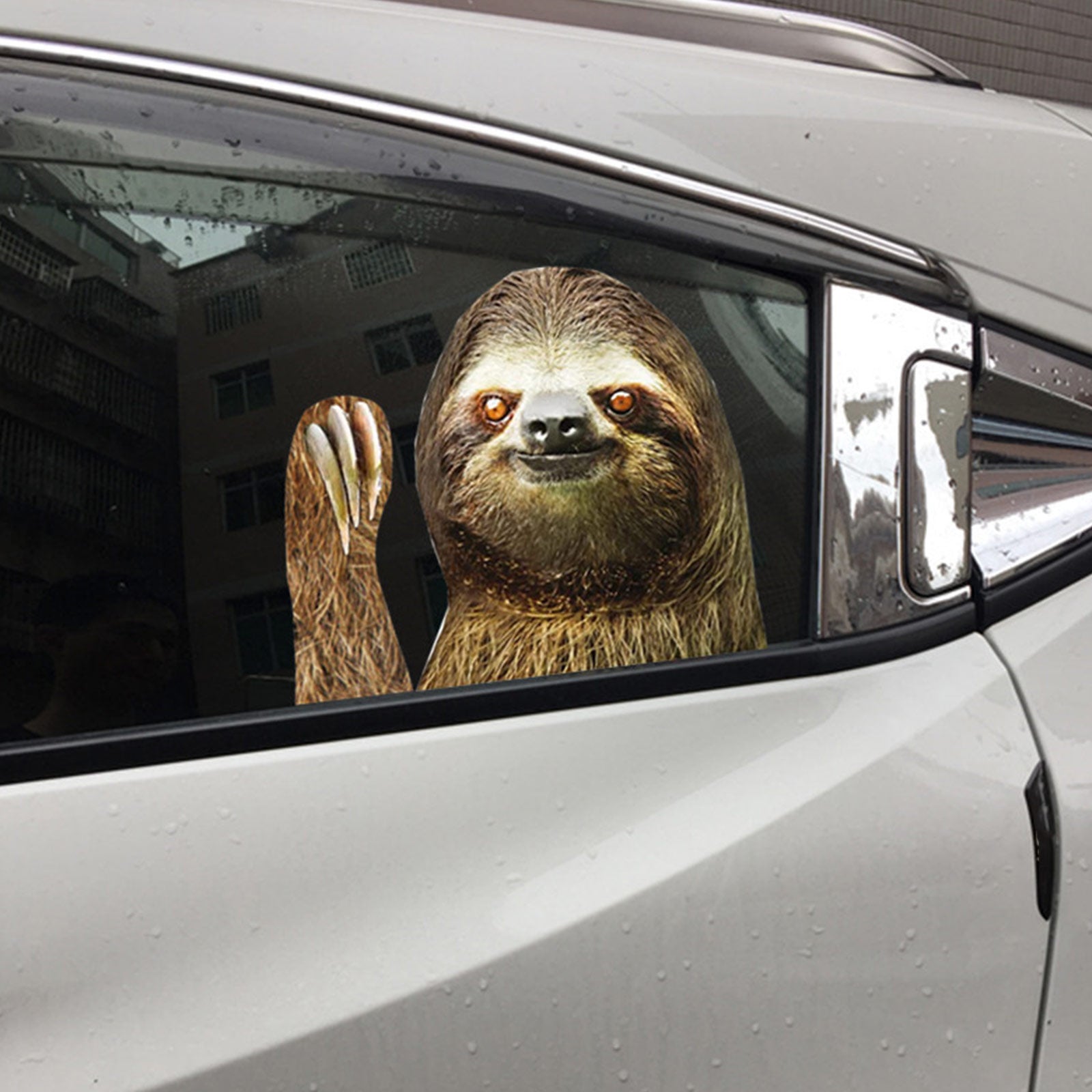 Car Window Sticker Person Size Passenger Side Left Sloth Waving Funny Universal Generic