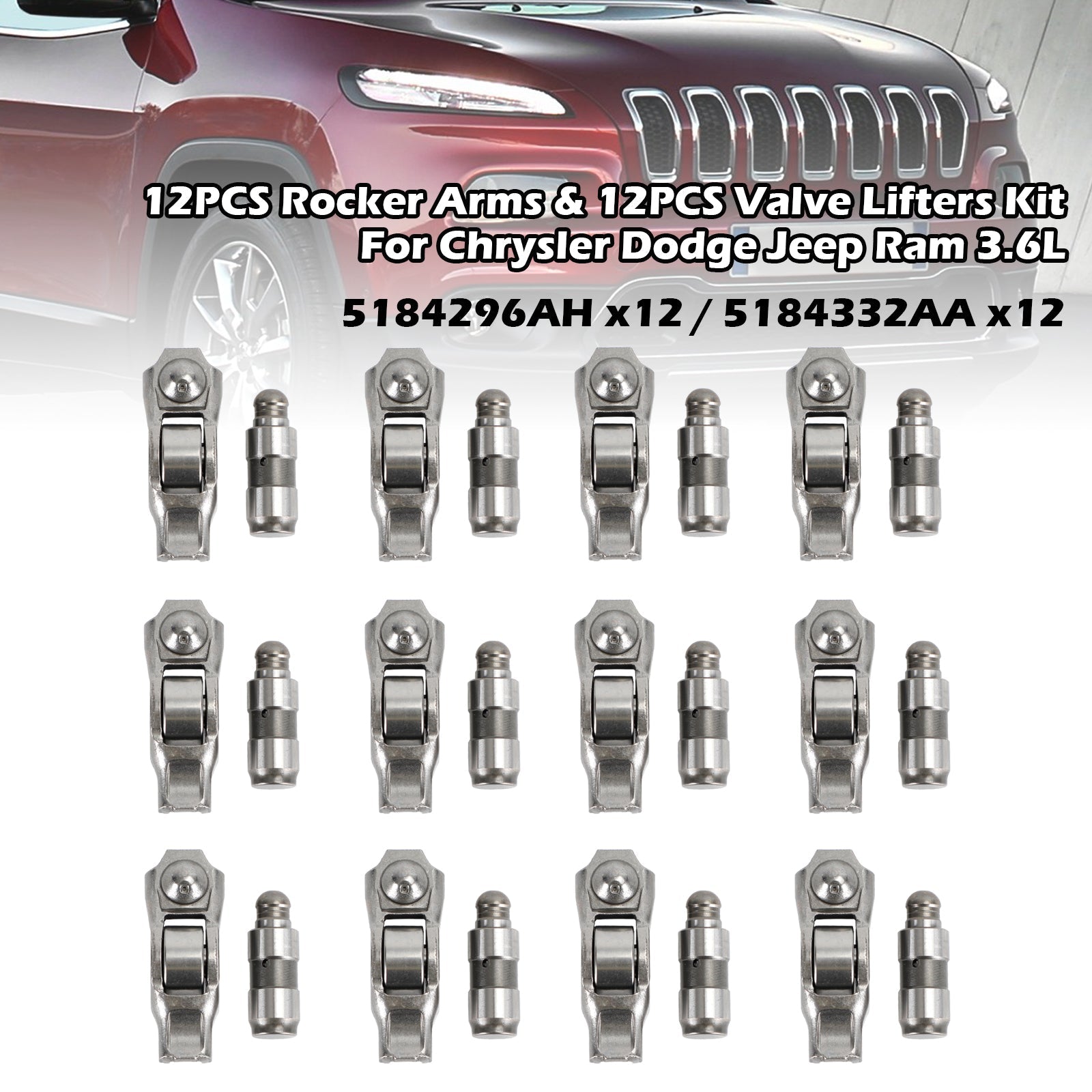 12 STKS Tuimelaars & 12 STKS Klepheffers Kit Voor Chrysler Dodge Jeep Ram 3.6L