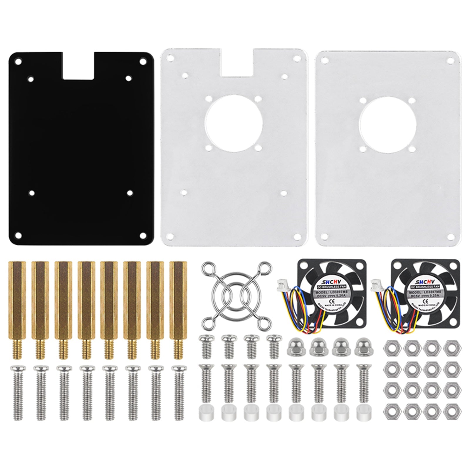 Raspberry Pi 5 Meerlaagse acrylbehuizing Transparante beschermhoes Koelventilator