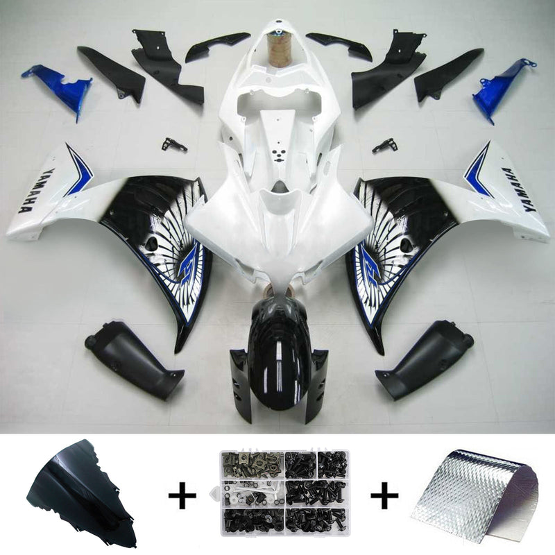 Amotopart Yamaha 2012-2014 YZF 1000 R1 White Black Fairing Kit