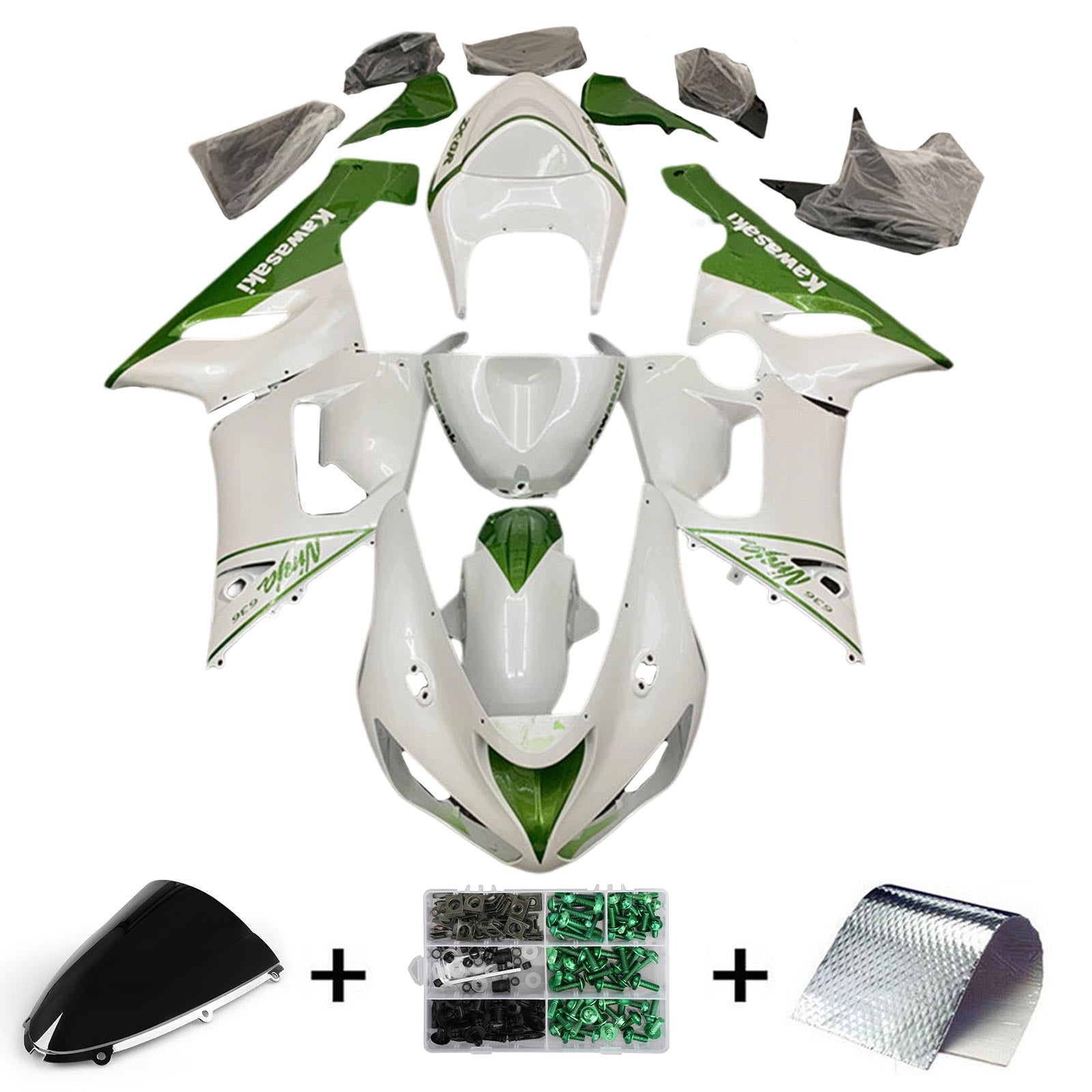 2005-2006 Kawasaki ZX6R 636 Kit de carénage carrosserie plastique ABS