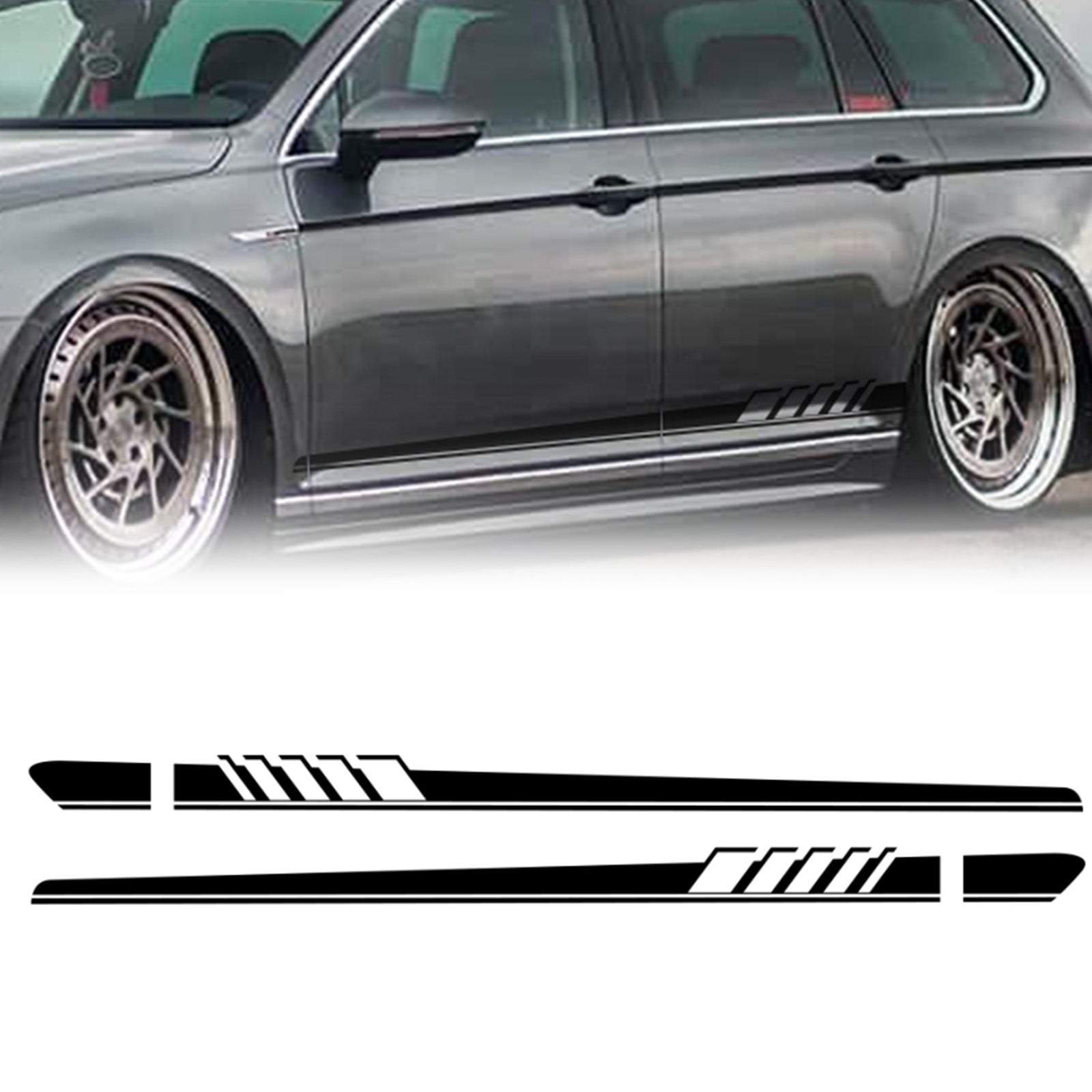 Mercedes Benz W205 C Class AMG 2pcs Side Skirt Stripes Decal Sticker Black Generic