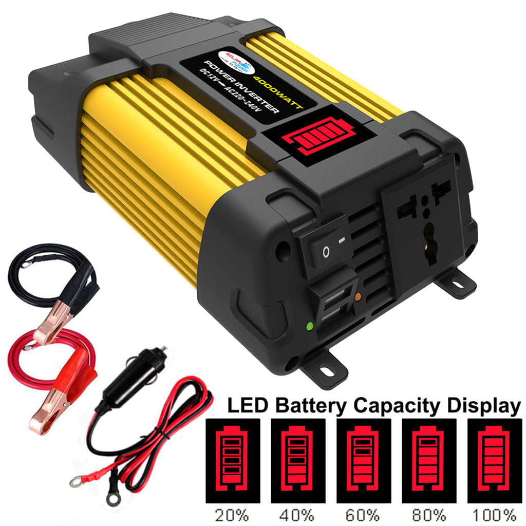 4000W Car Power Pure Sine Wave Inverter w LED Display DC 12V To AC 220V Inverter