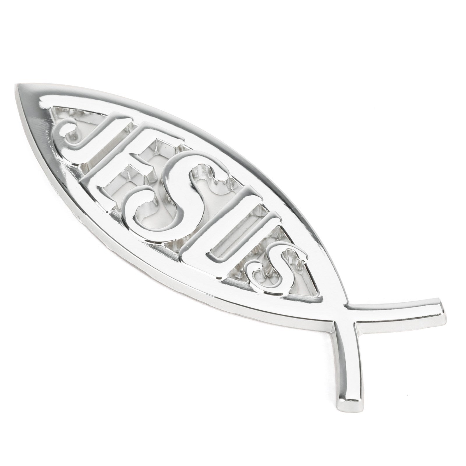 3D Car Decal Emblem Sticker Religious God For Jesus Christian Fish Symbol Silver Generic