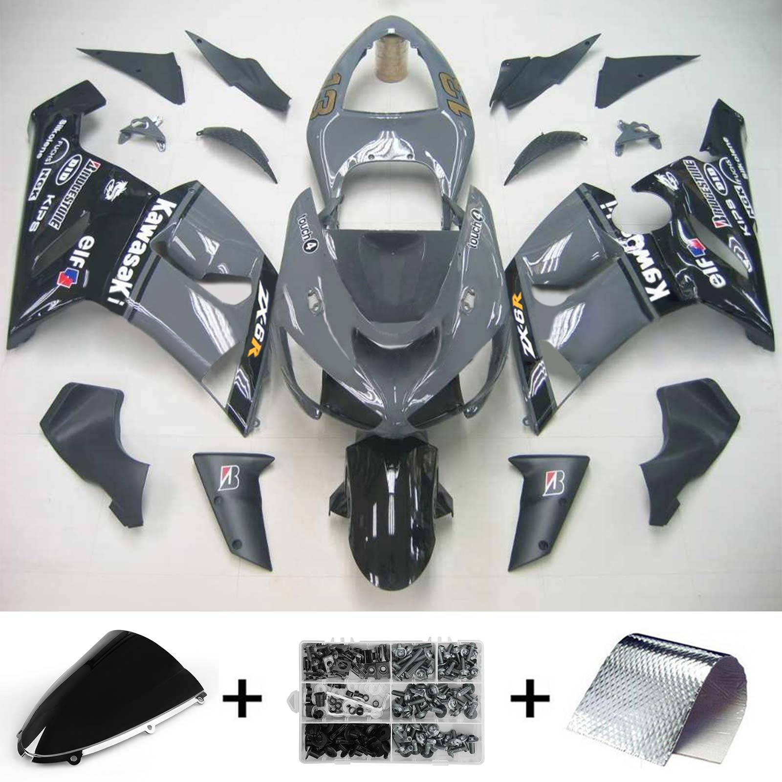 2005-2006 Kawasaki ZX6R 636 Amotopart Injeksjon Fairing Kit Bodywork Plastic ABS #133