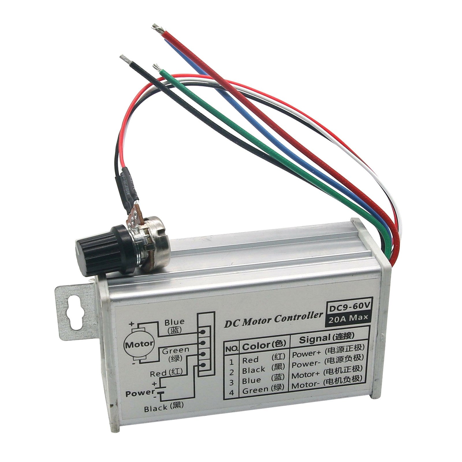 12V 24V Max 20A PWM DC Motor Stepless Variable Speed Control Controller Switch