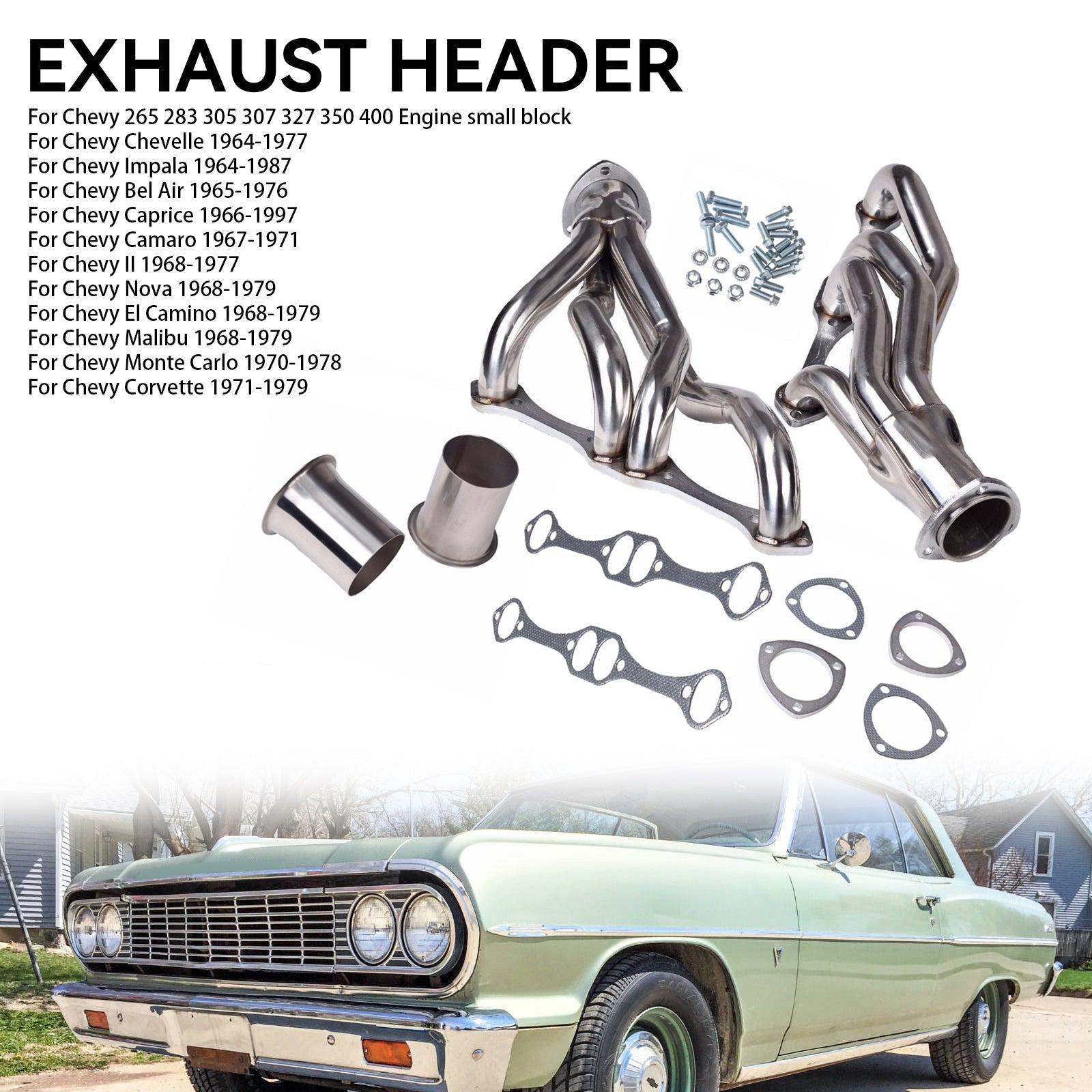 1968-1979 Nova El Camino Malibu Chevrolet Small Block Manifold Headers