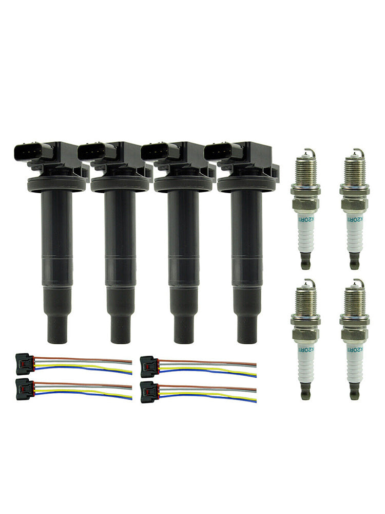 4X lgnition Coil +Spark Plug+Connector UF316 90919-02240 9008019021 For Scion XA XB 1.5L Fedex Express