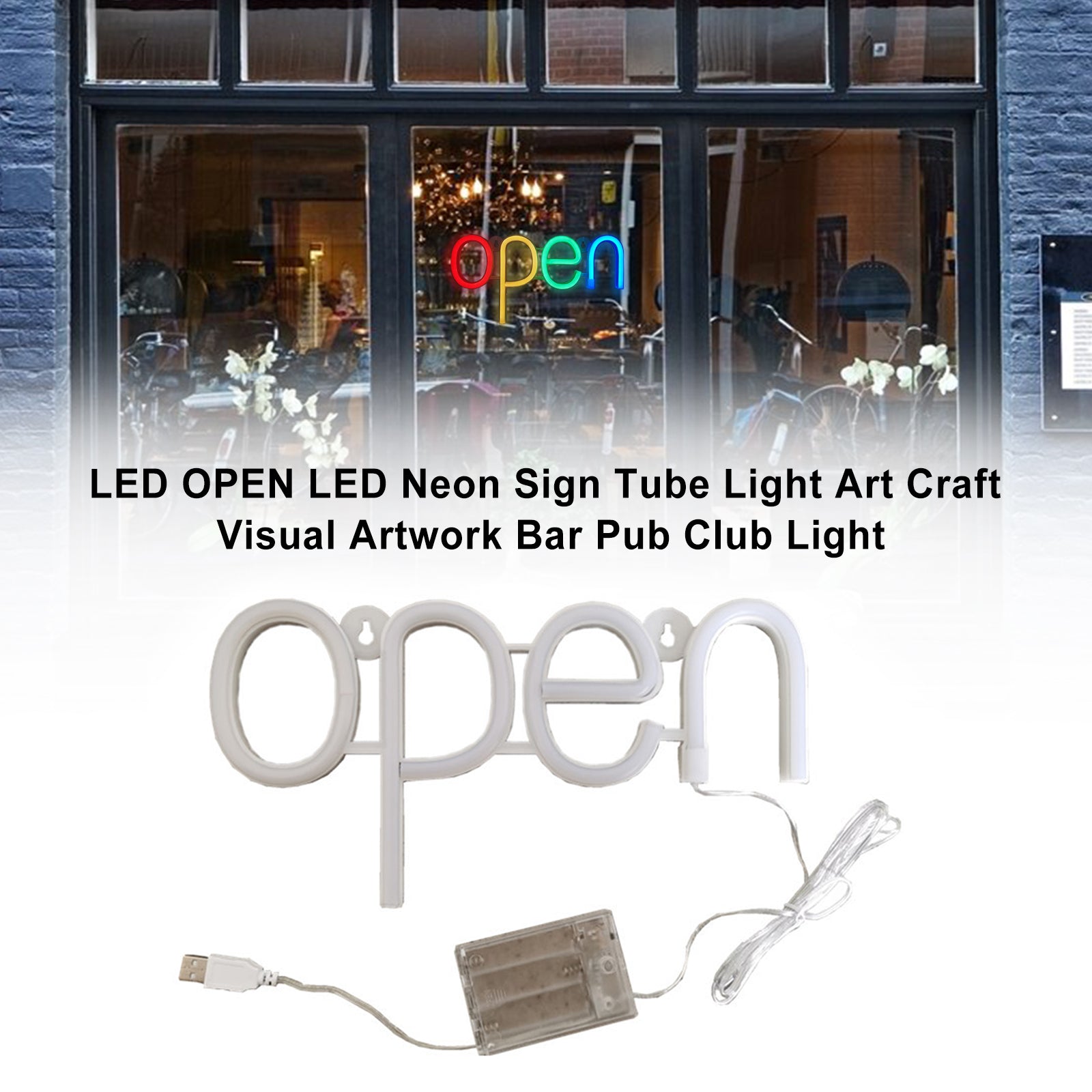 LED OPEN LED Neon Sign Tube Light Art Craft Visual Artwork Bar Pub Club Light