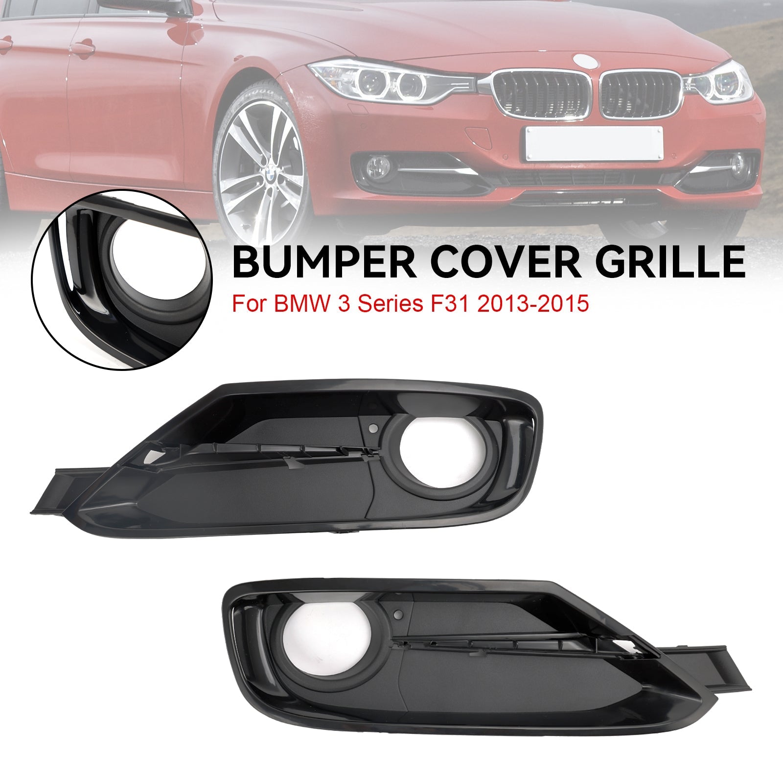 BMW Serie 3 F30 F31 2013-2015 2 cubiertas de rejilla de luz antiniebla para parachoques delantero