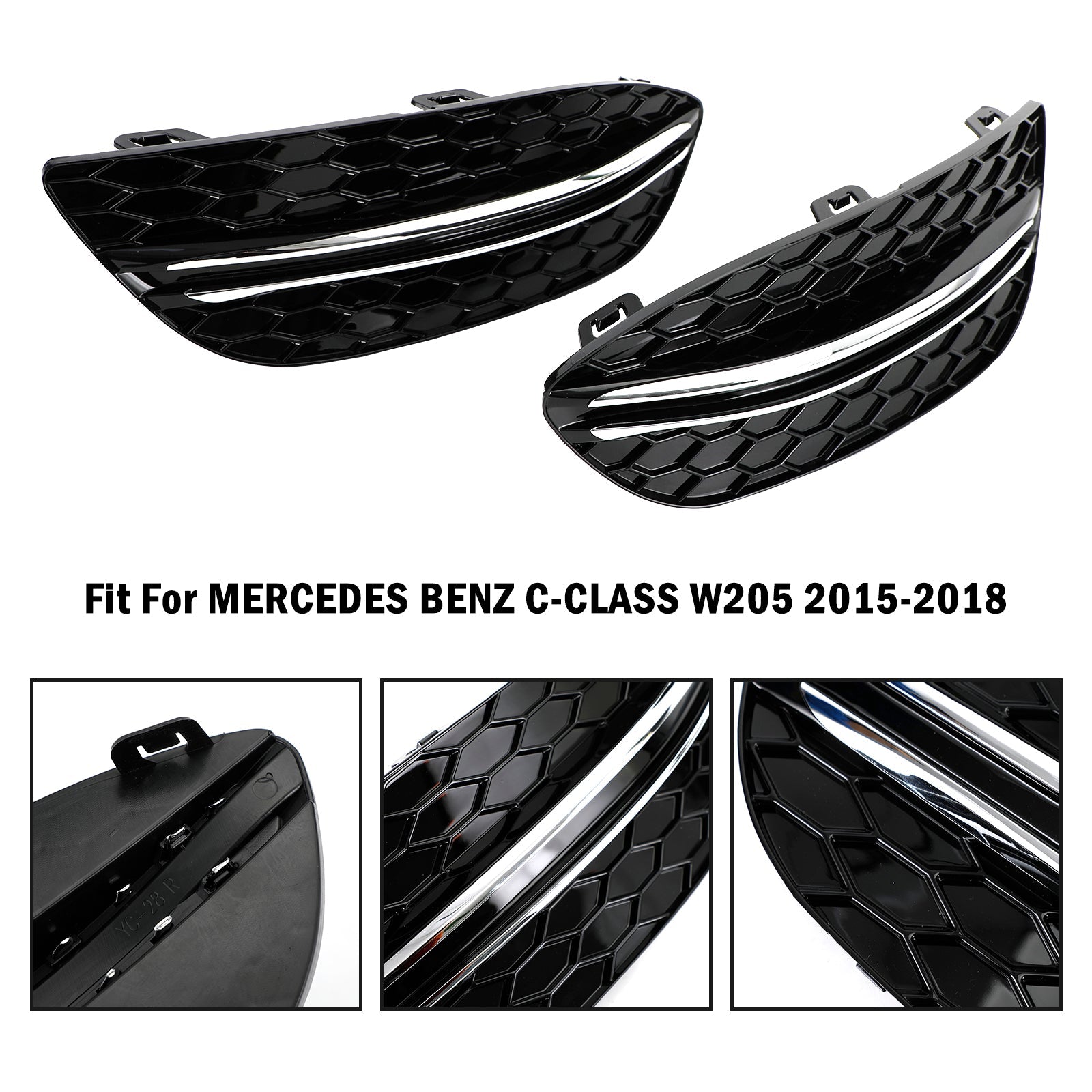 2015-2018 MERCEDES BENZ C-CLASS W205 Base Honeycomb Front Fog Light Cover