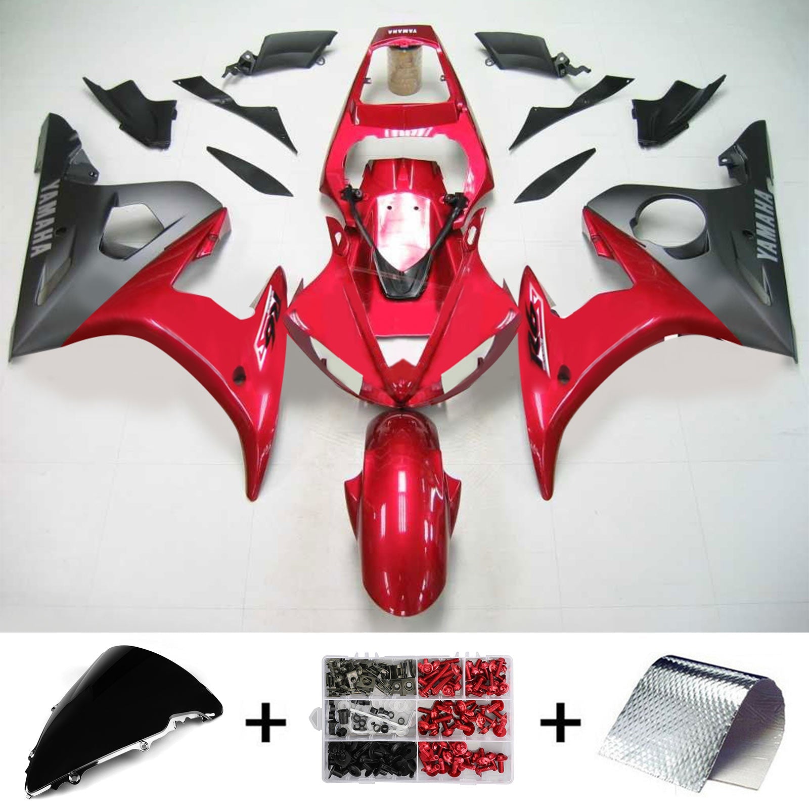 2005 Yamaha YZF 600 R6 Kit de carénage d'injection carrosserie plastique ABS #135