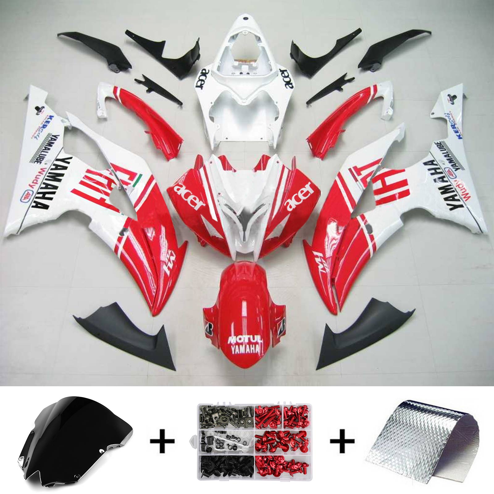 2008-2016 Yamaha YZF 600 R6 Amotopart Kit de carénage d'injection carrosserie plastique ABS #142