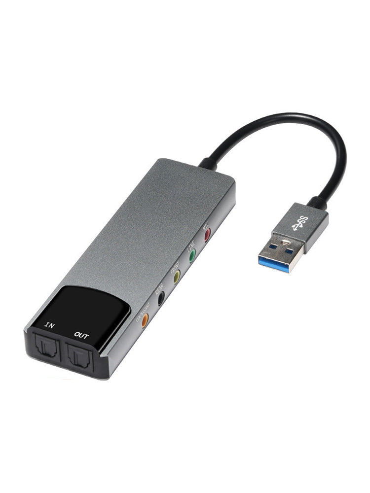 Nouveau Alliage d'aluminium USB Fiber optique SPDIF carte ordinateur externe multifonction