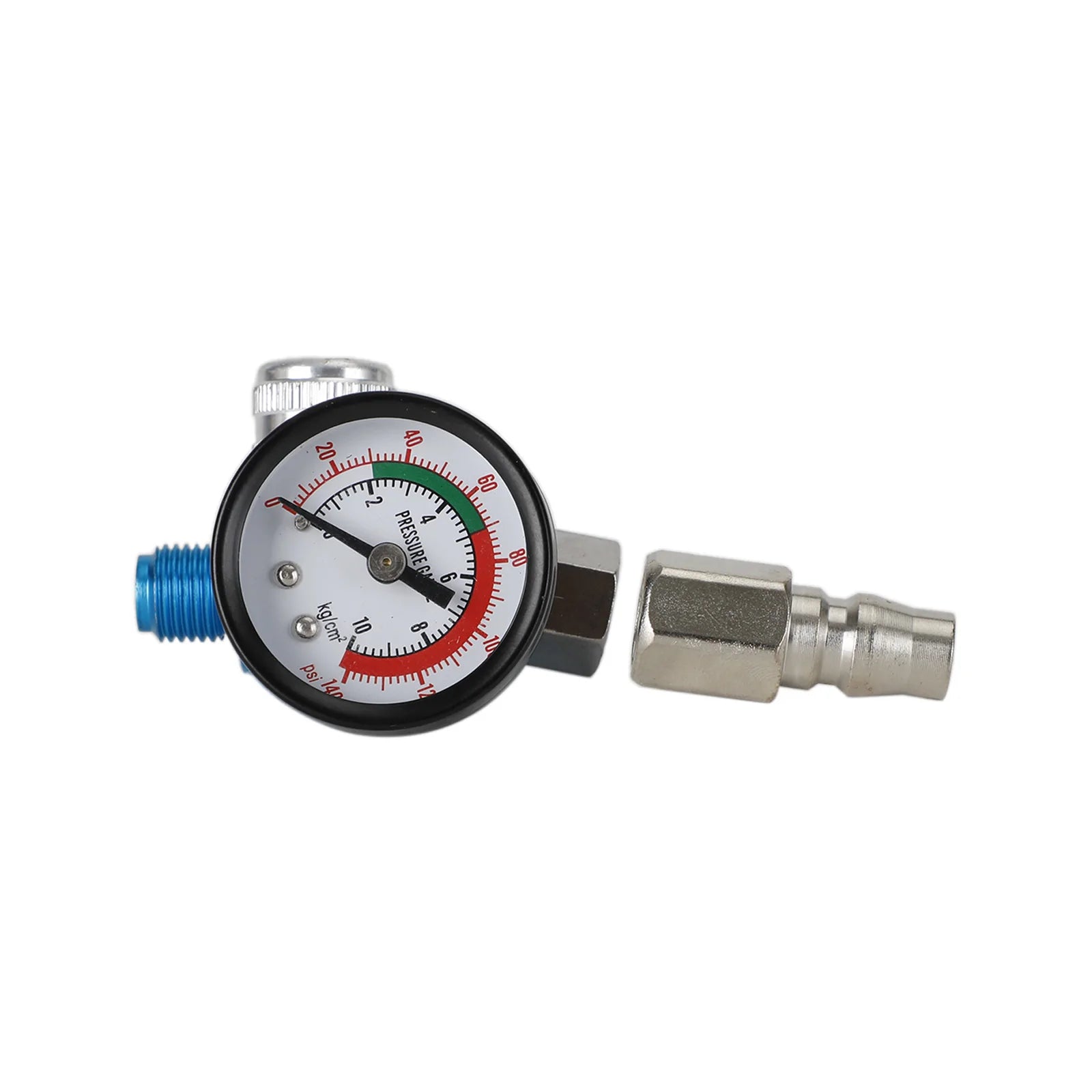 Blue Mini Air Regulator Valve Tool 1/4" Pressure Switch Gauge For Paint Gun