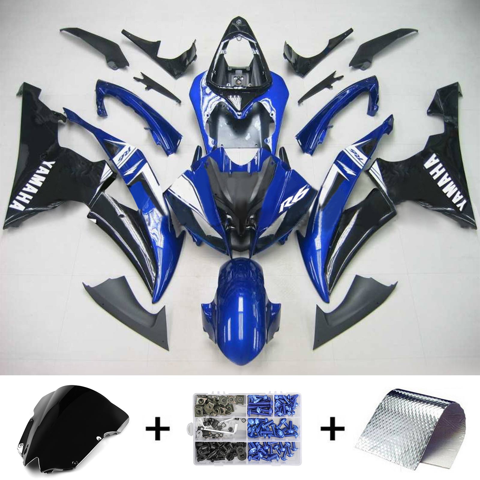 2008-2016 Yamaha YZF 600 R6 Amotopart Kit de carénage d'injection carrosserie plastique ABS #113