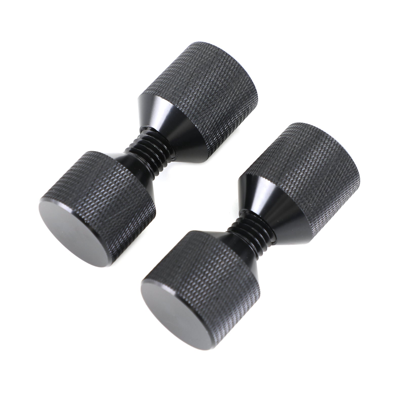 1-1/8" Two Hole Pins Small Aluminum Knurled W/ Removable Threads Black