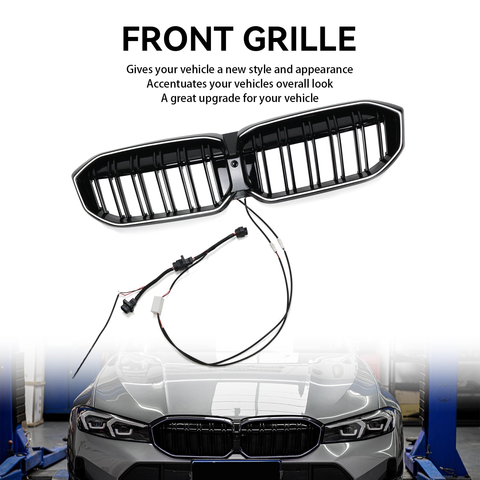 2023-2024 BMW 3 Series G20 G28 Front Kidney Grille Mesh Double Line Black