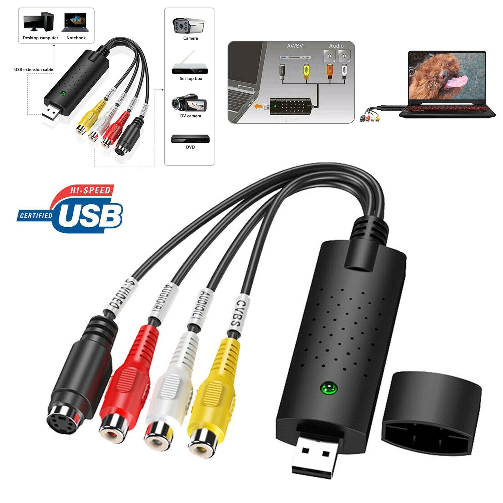 USB 2.0 Audio TV vidéo VHS vers DVD magnétoscope PC HDD convertisseur adaptateur carte de Capture