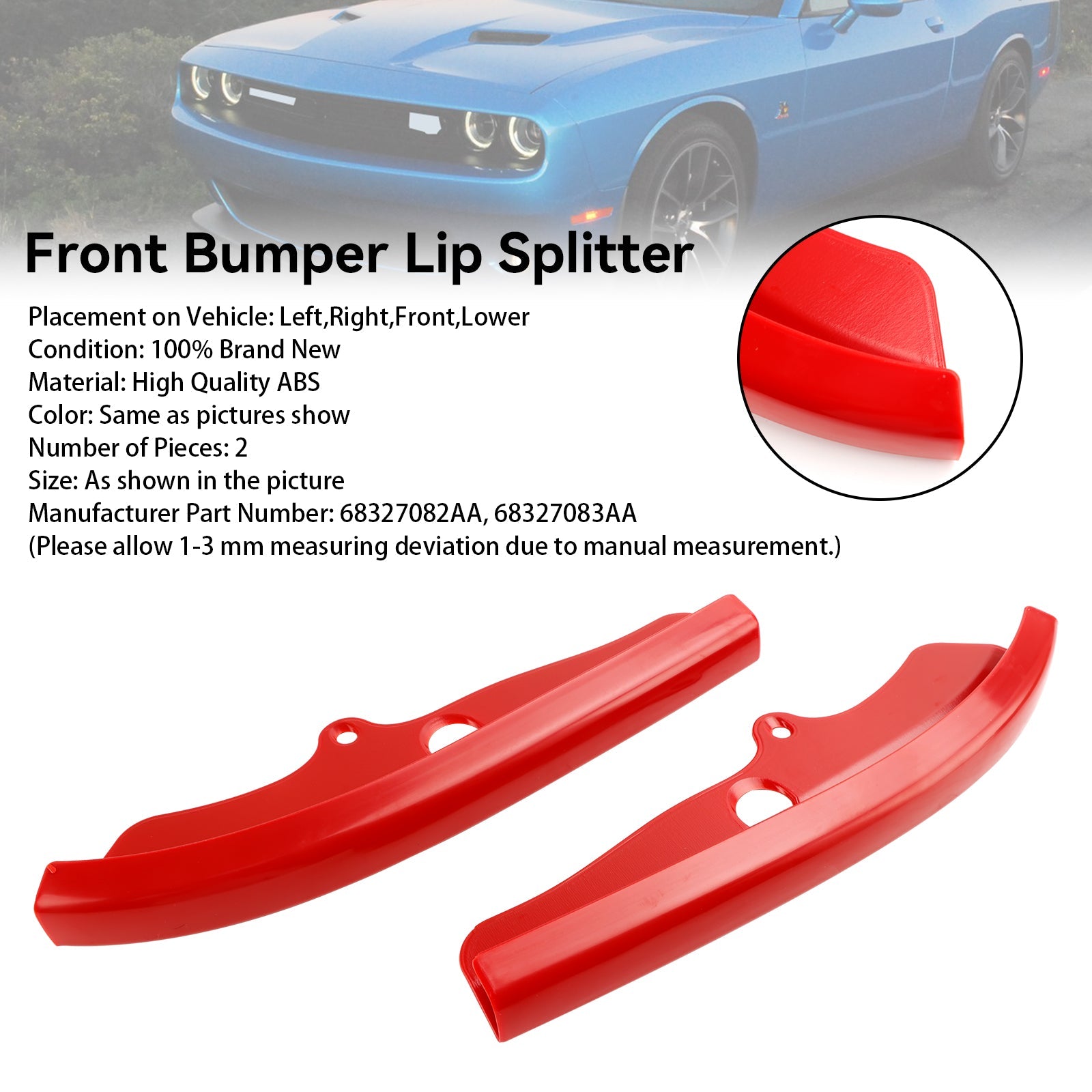 Dodge Challenger Scat Pack 2015-2021 voorbumper lip splitter spoiler