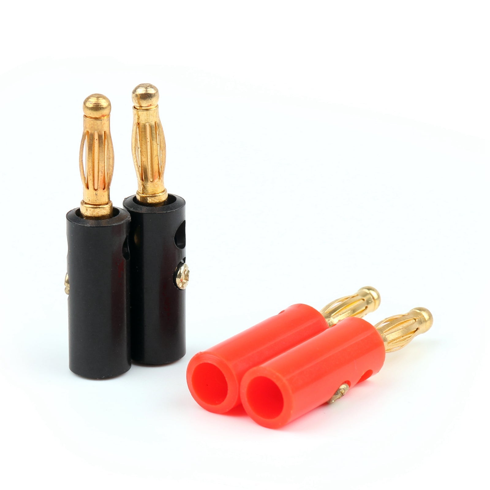 100 stuks 4 mm vergulde bananenstekker zwart en rood connector