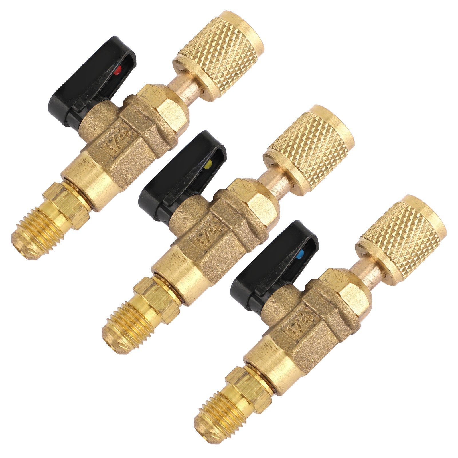 Areyourshop 3pc HVAC A/C Straight Shut-Off Ball Valve Adapter For R134a R22 R12 R410a 1/4"