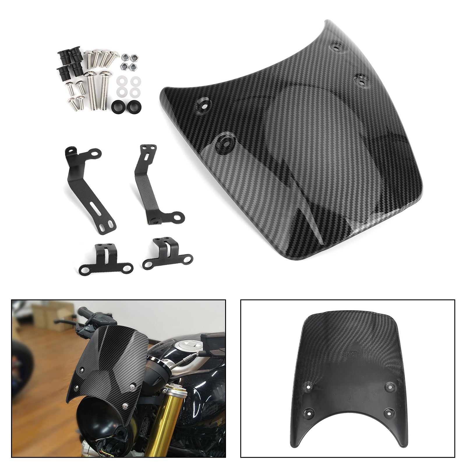 Windshield Windscreen Headlight Fairing For BMW R Nine T 14-17 Carbon Generic