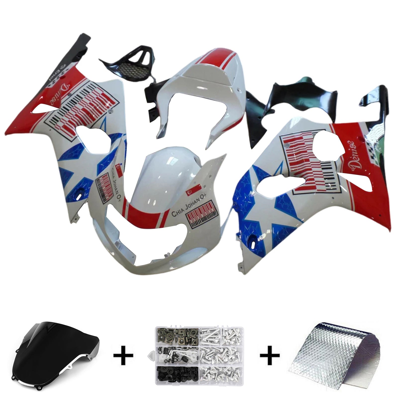 2000-2002 Suzuki GSXR1000 K1 K2 Kit de carénage carrosserie plastique ABS