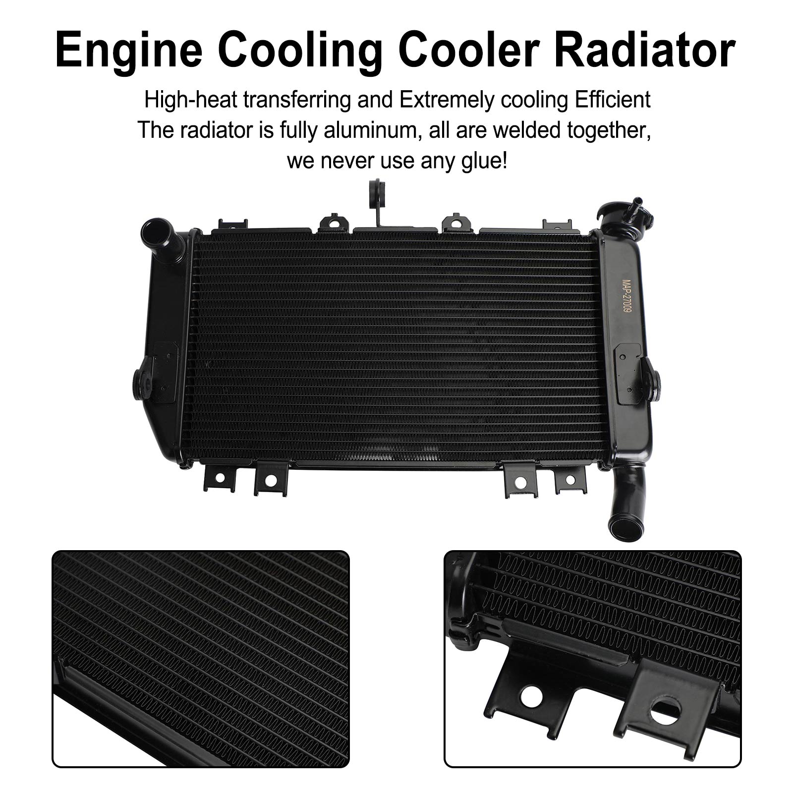 Radiateur de refroidissement de moteur en aluminium adapté à Kawasaki Ninja 400 2018 – 2021 générique