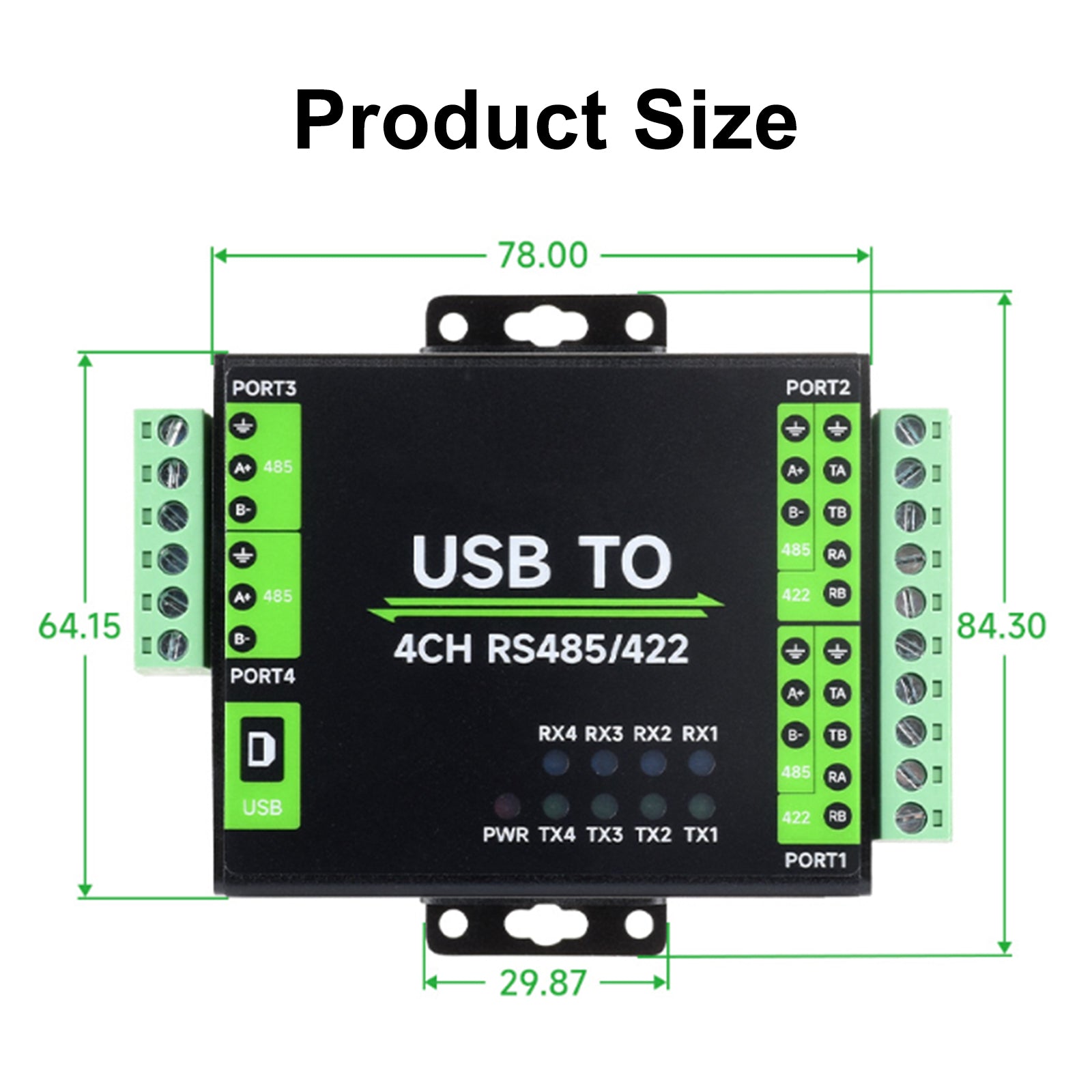 Module adaptateur convertisseur isolé industriel USB vers RS422 RS485