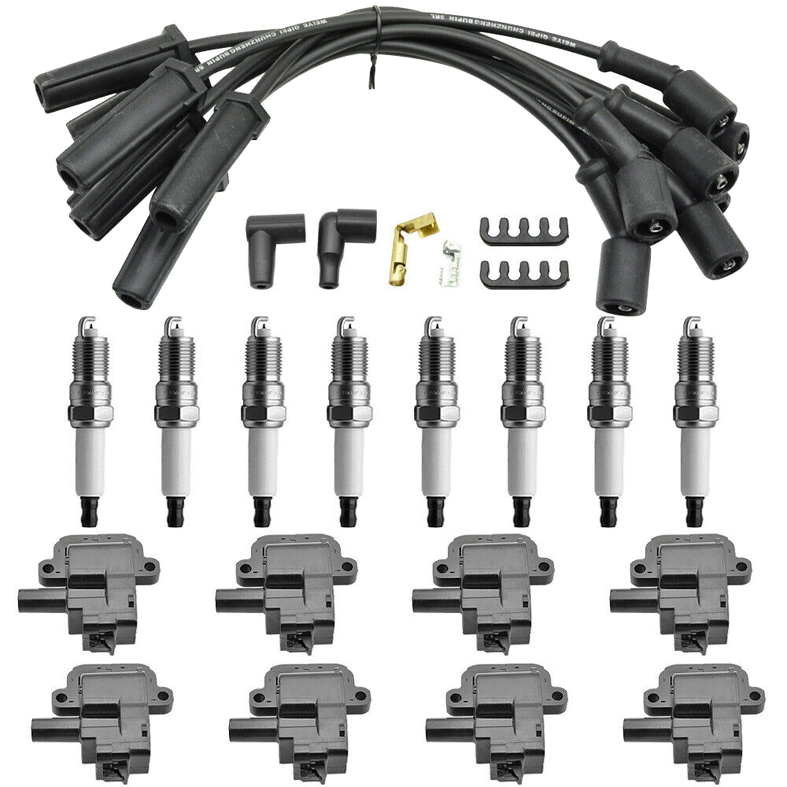 2001-2002 Chevrolet Silverado 2500 Sierra 3500 HD Van G3500 Express V8 8.1L 8X lgnition Coil +Spark Plug +Wire D580 UF192