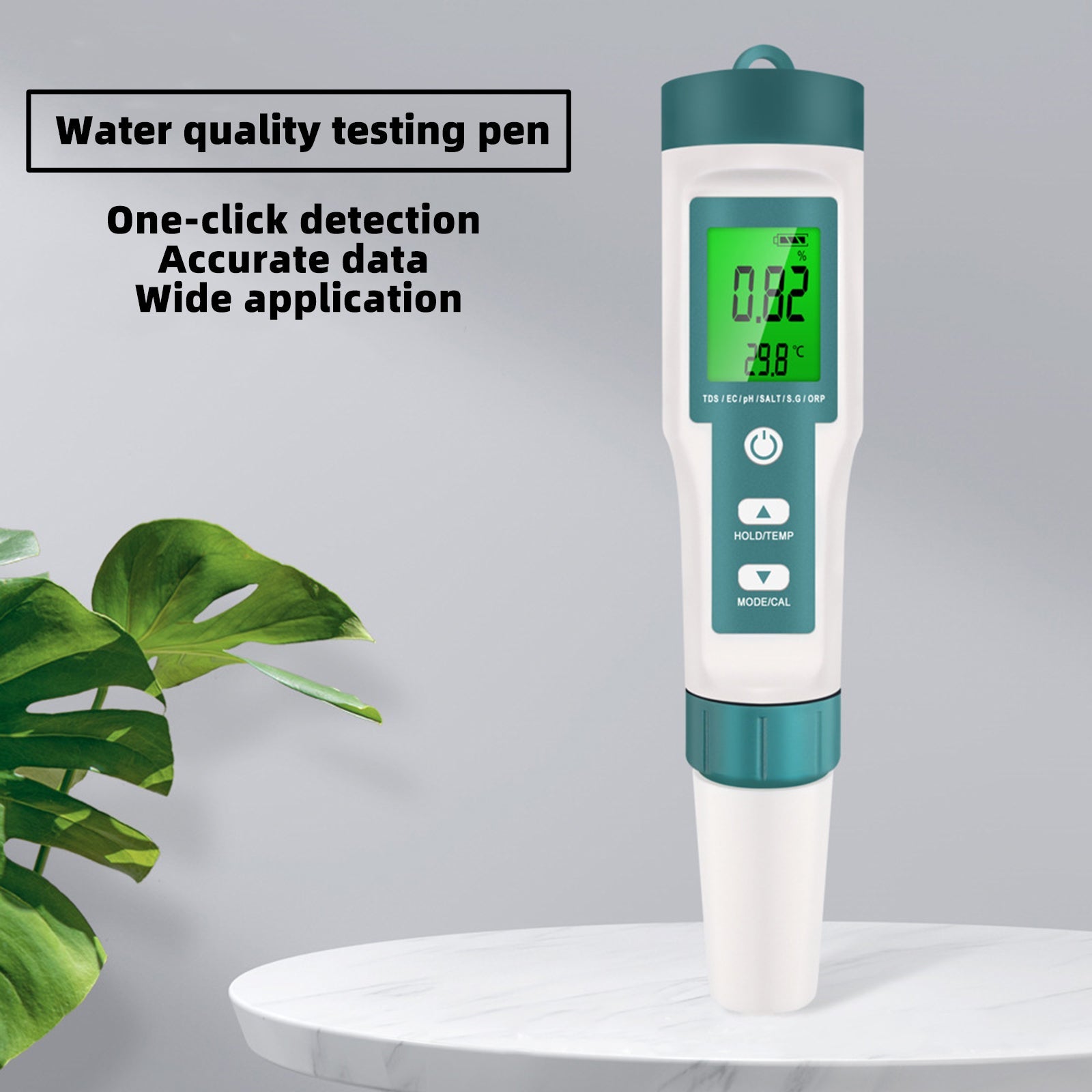 Testeur de qualité de l'eau rétro-éclairé 7 en 1 PH/TDS/EC/ORP/TEMP/SG/salinité